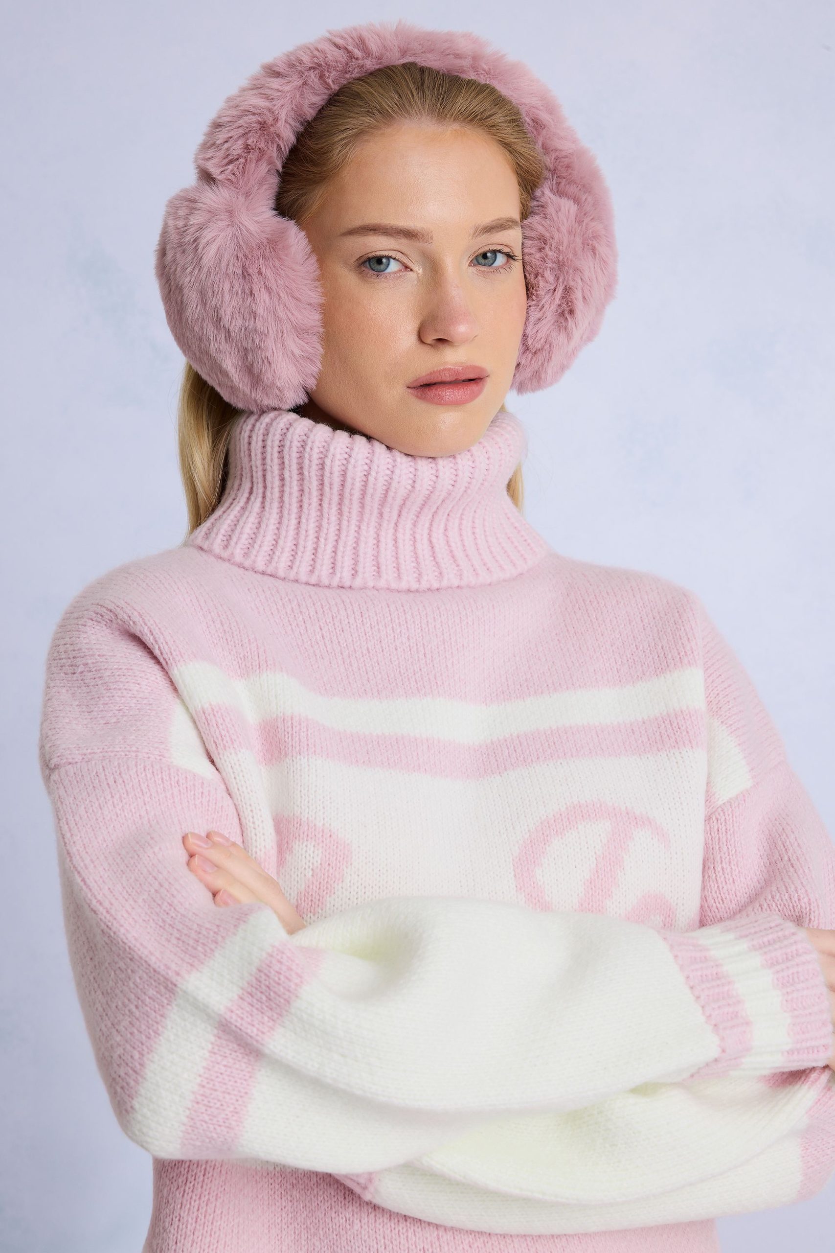 Faux-Fur Earmuffs in Powder Pink - Image 3