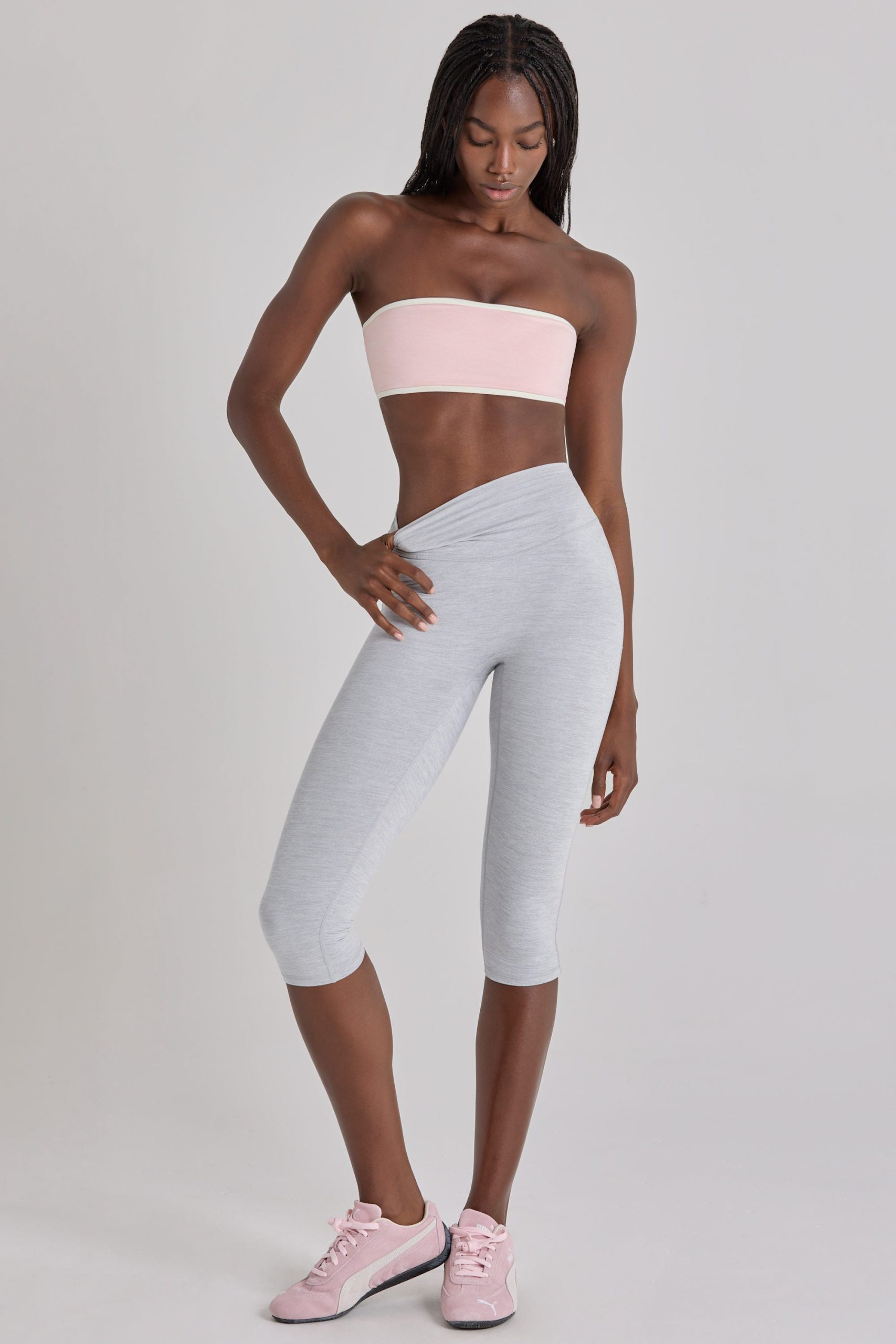 Soft Active Capri Leggings in Grey Marl - Image 6