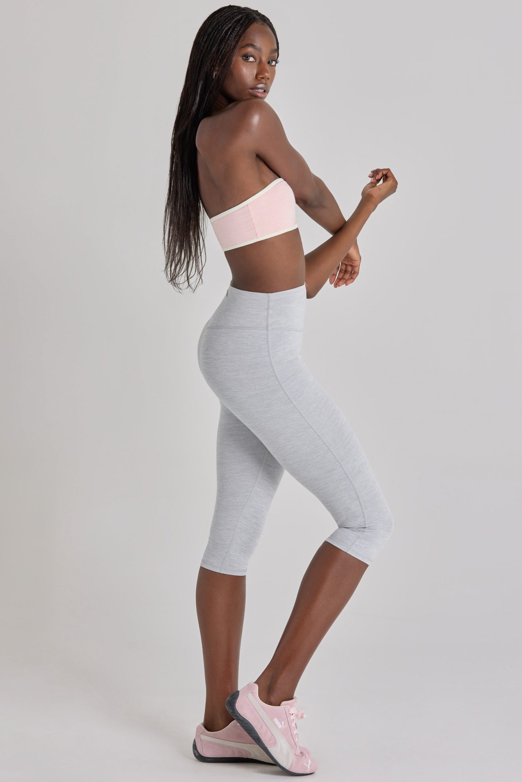 Soft Active Capri Leggings in Grey Marl - Image 3
