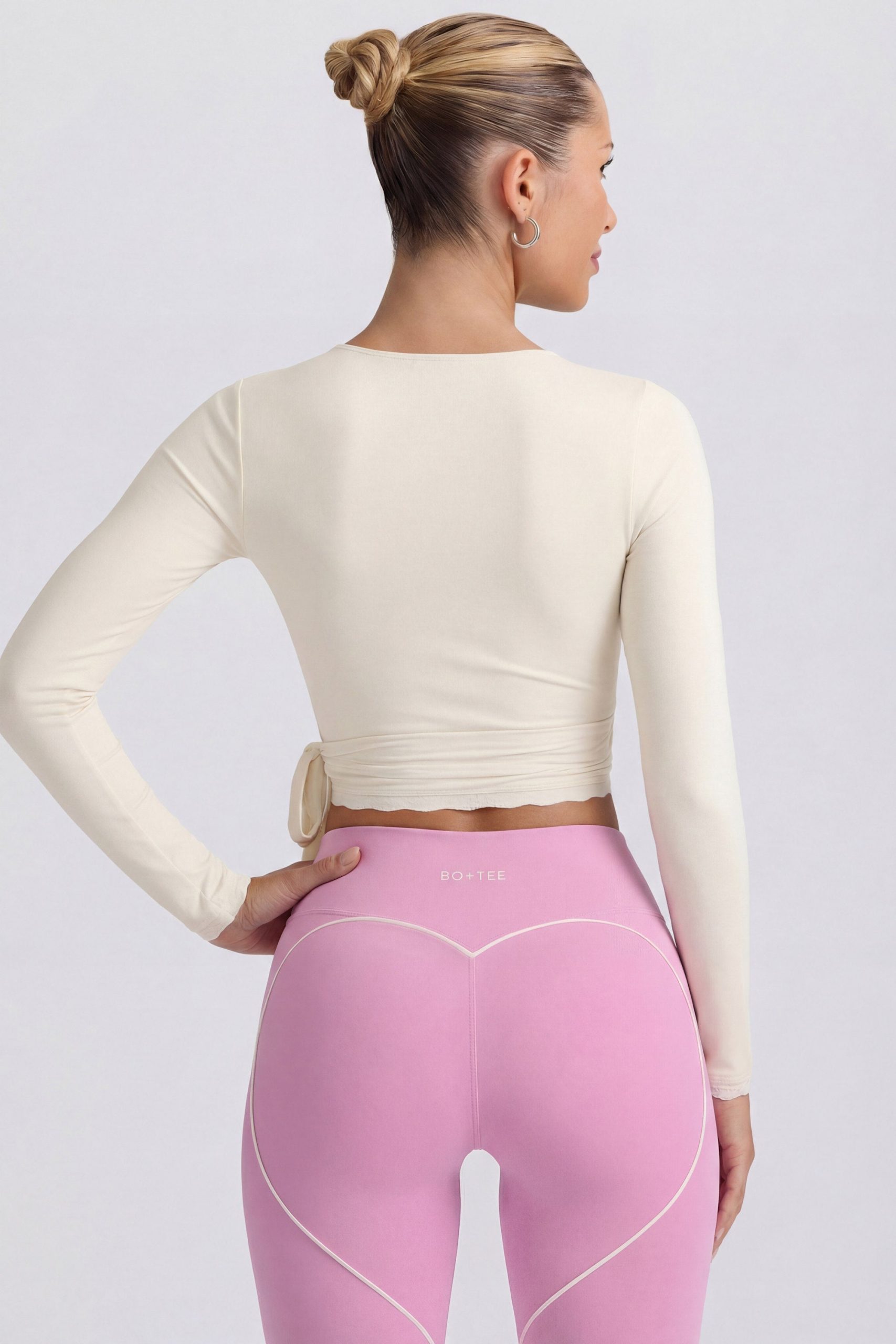 Soft Jersey Wrap Top in Ivory - Image 2