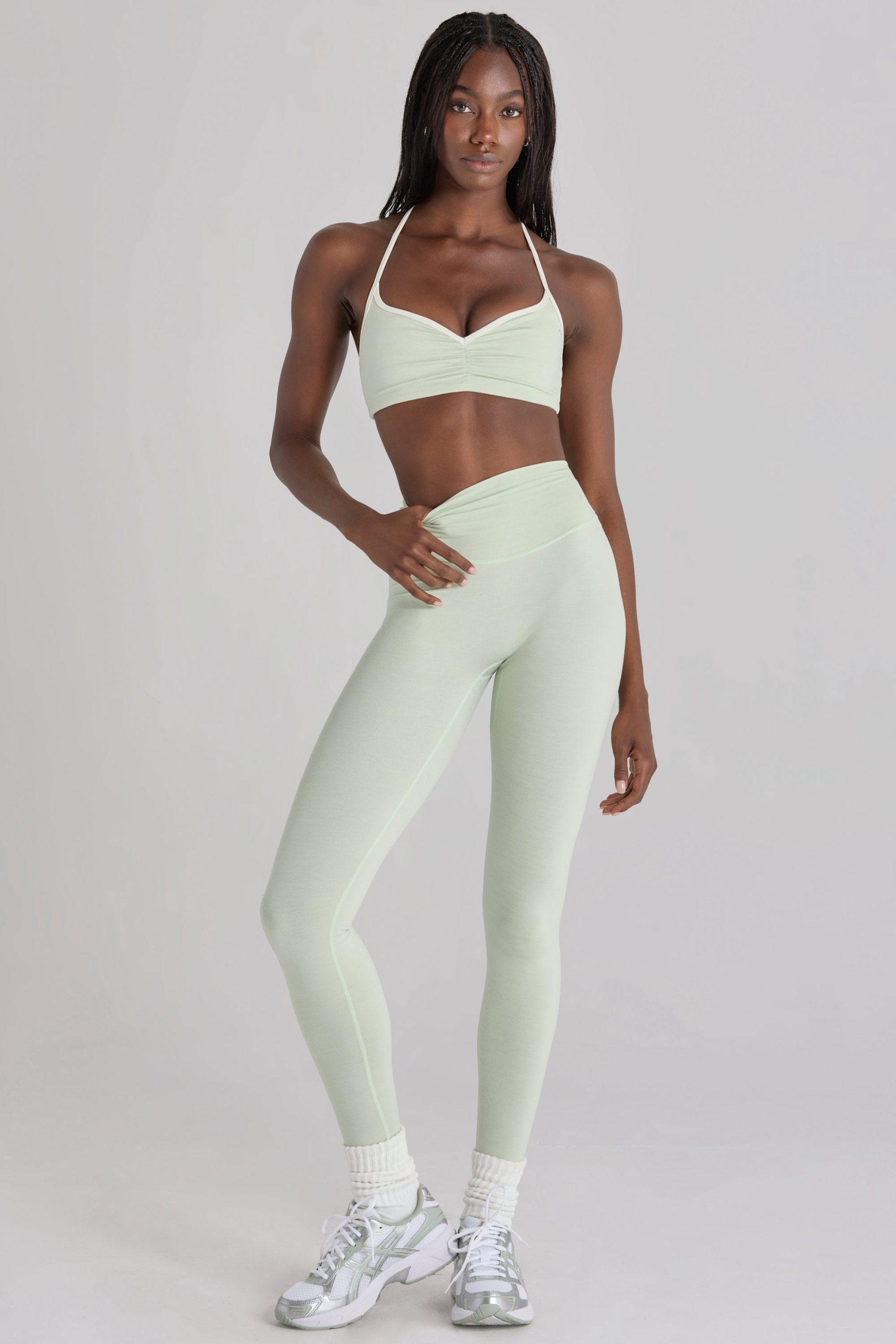 Soft Active Leggings in Sage Marl - Image 7