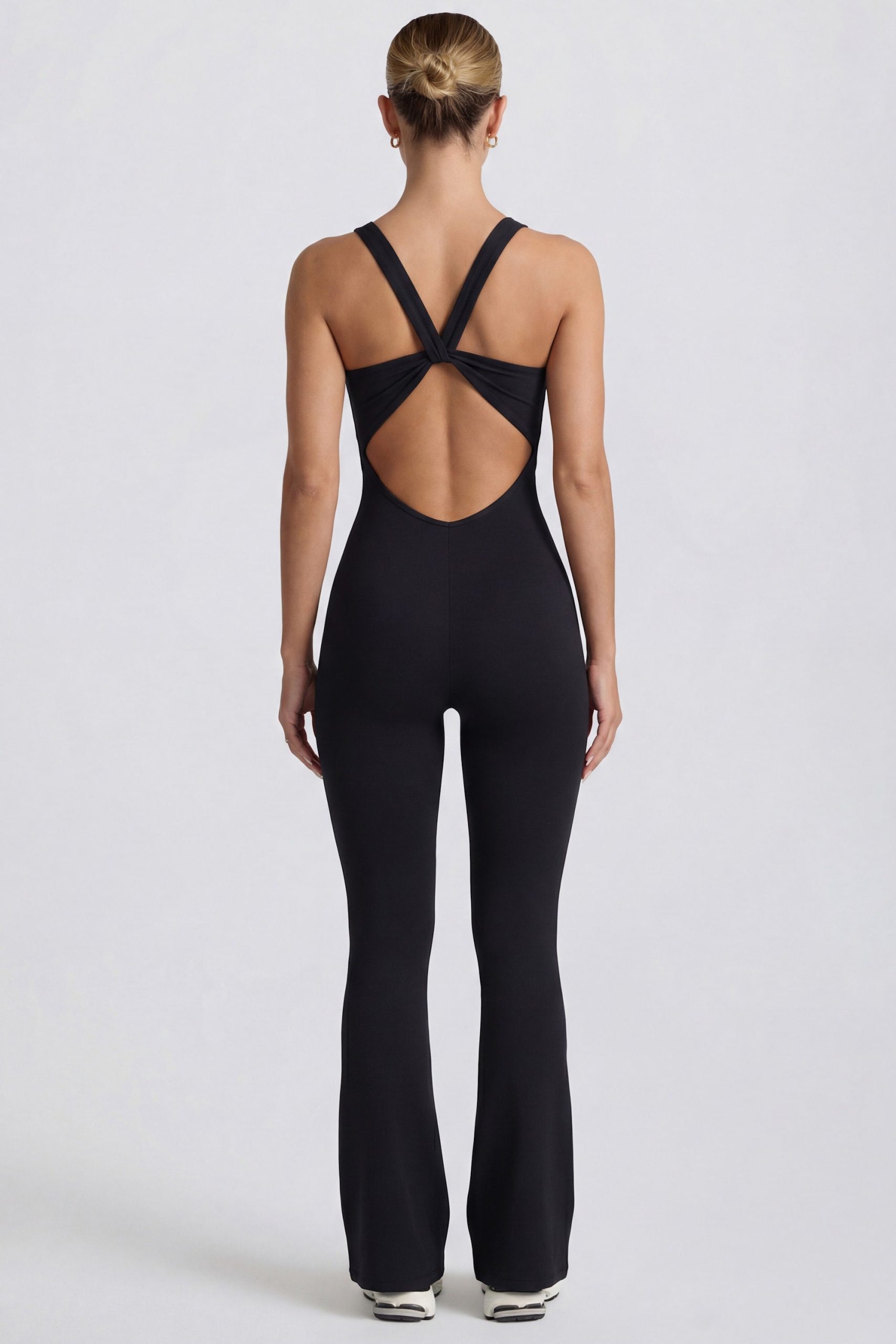 Soft Active Cut Out Back Jumpsuit in Black - Image 2
