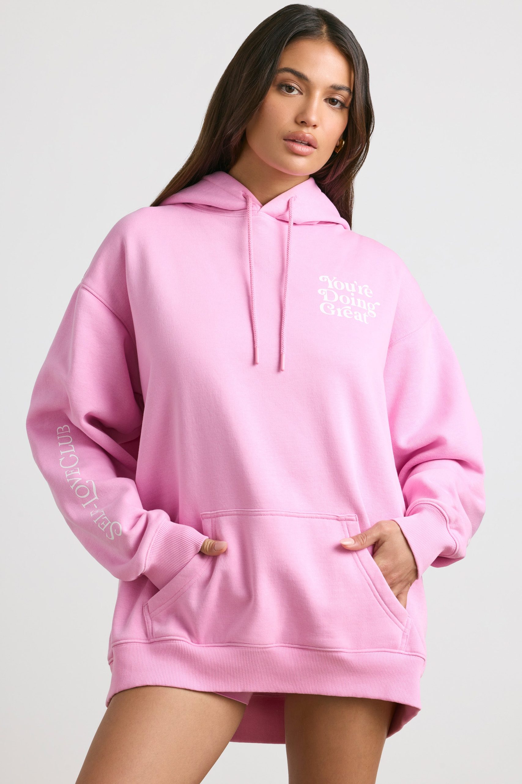 Soft Cotton Jersey Oversized Hoodie in Bubblegum Pink - Image 7