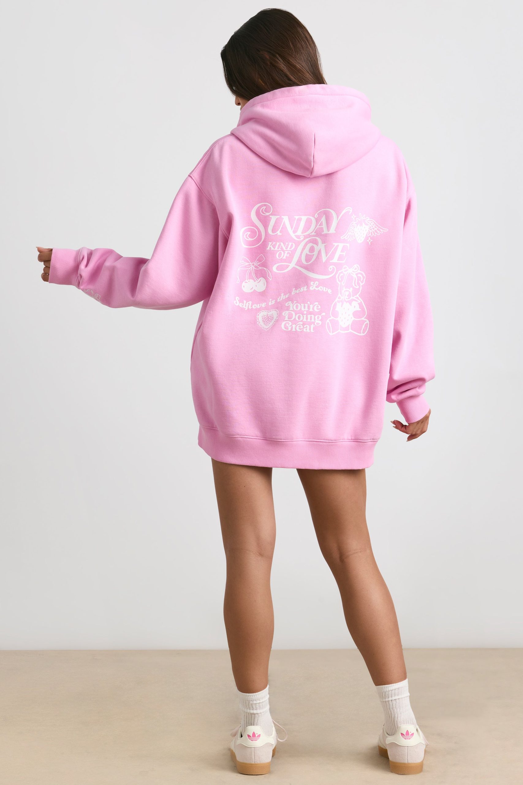 Soft Cotton Jersey Oversized Hoodie in Bubblegum Pink - Image 8