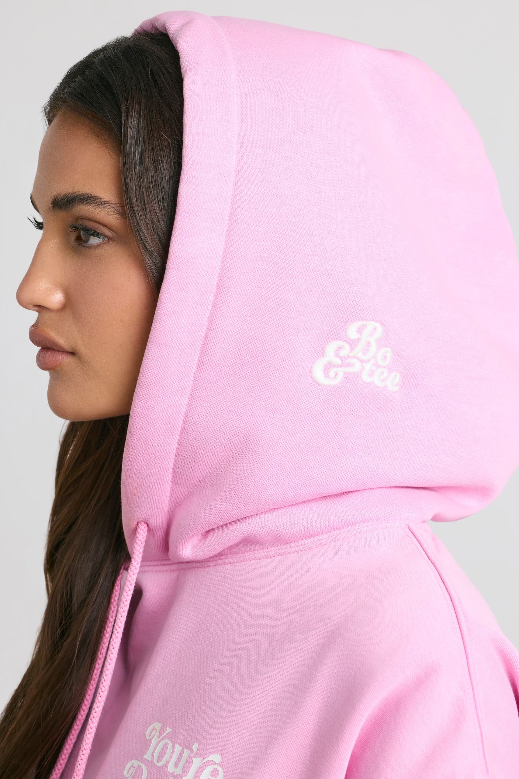 Soft Cotton Jersey Oversized Hoodie in Bubblegum Pink - Image 4
