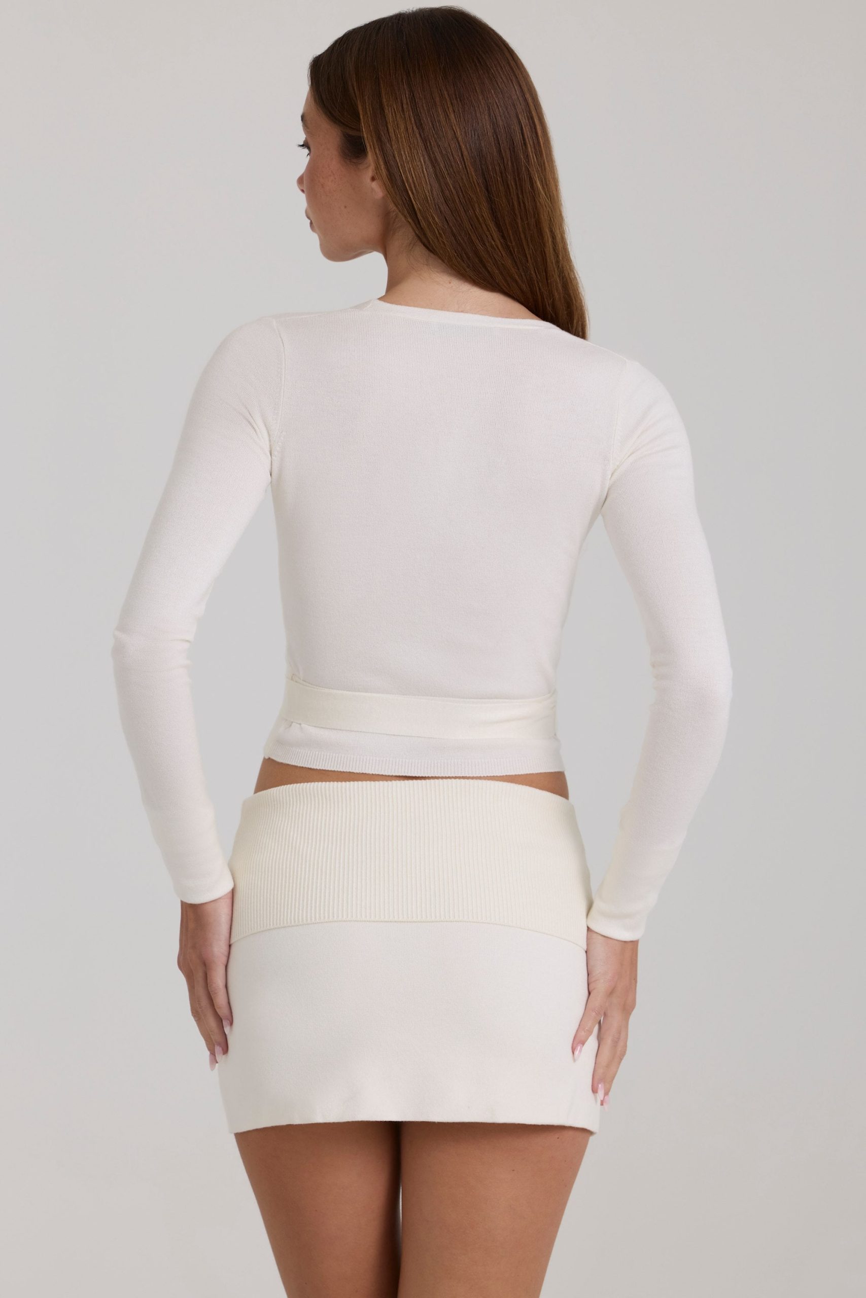 Soft Knit Wrap Top in Ivory - Image 3