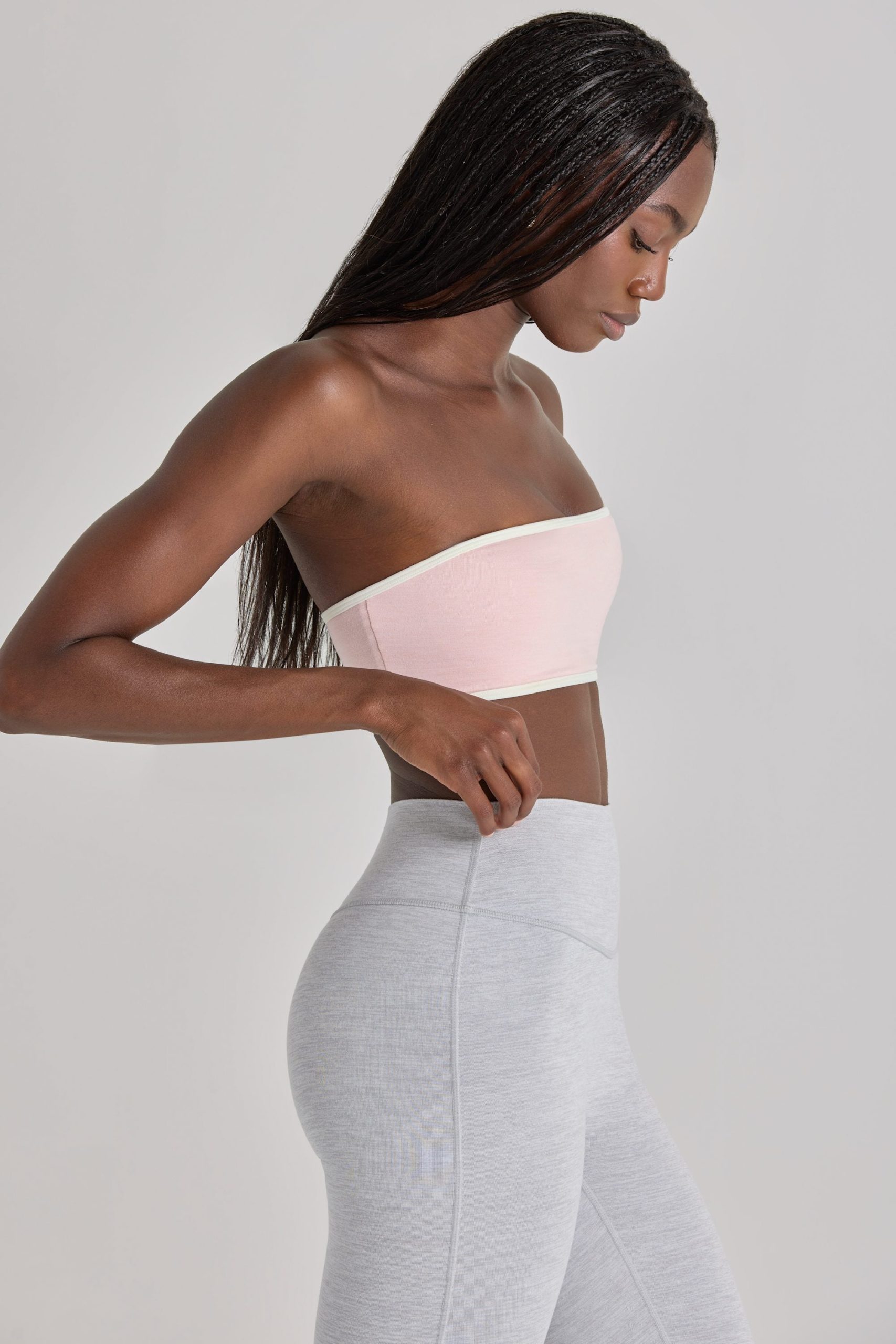 Soft Active Bandeau Sports Bra in Blush Marl - Image 3