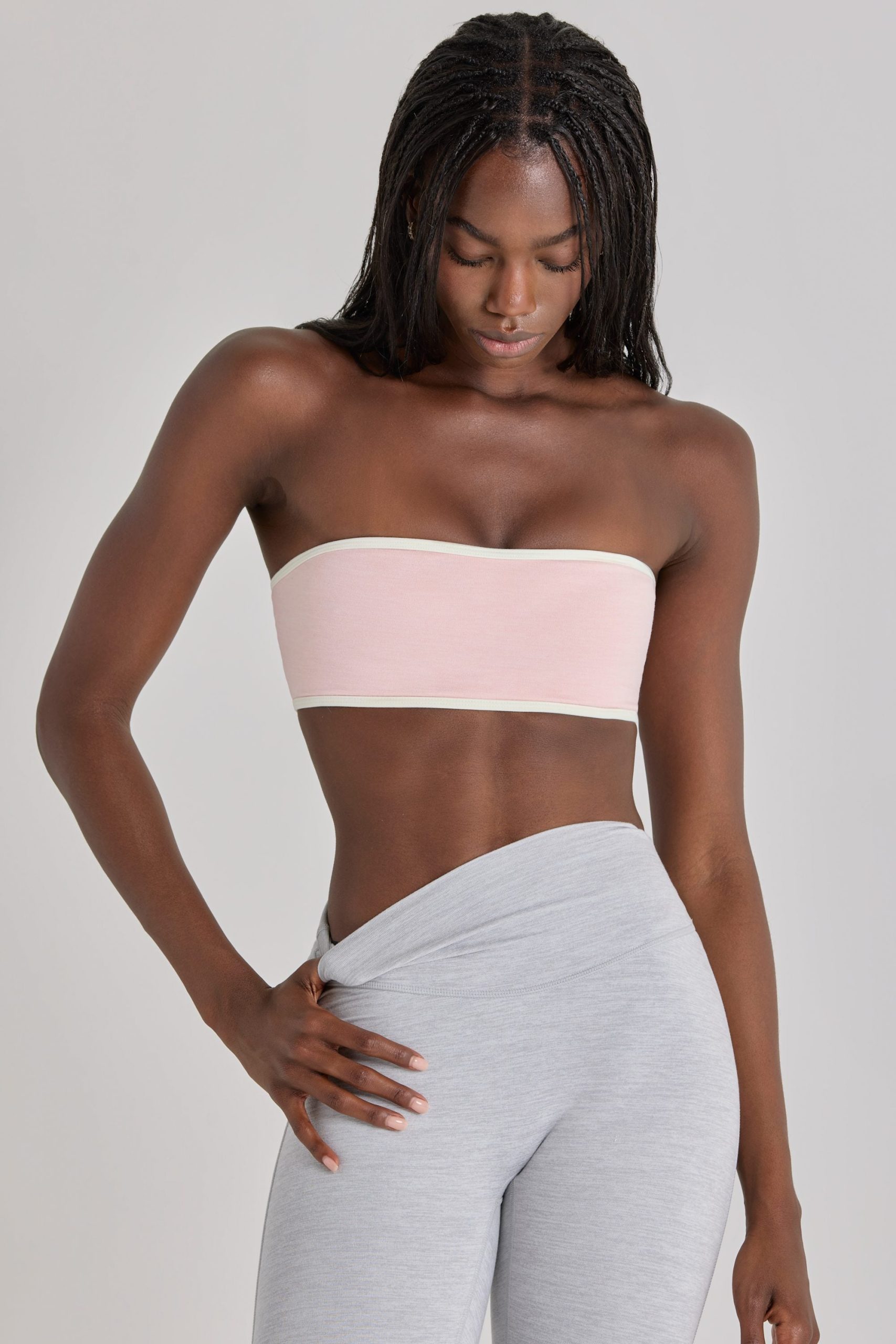 Soft Active Bandeau Sports Bra in Blush Marl - Image 5