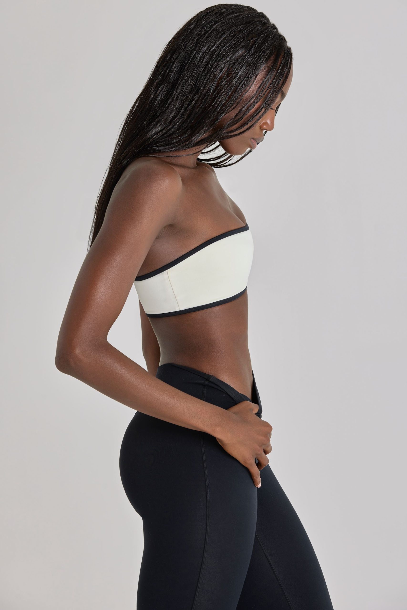 Soft Active Bandeau Sports Bra in Ivory - Image 4