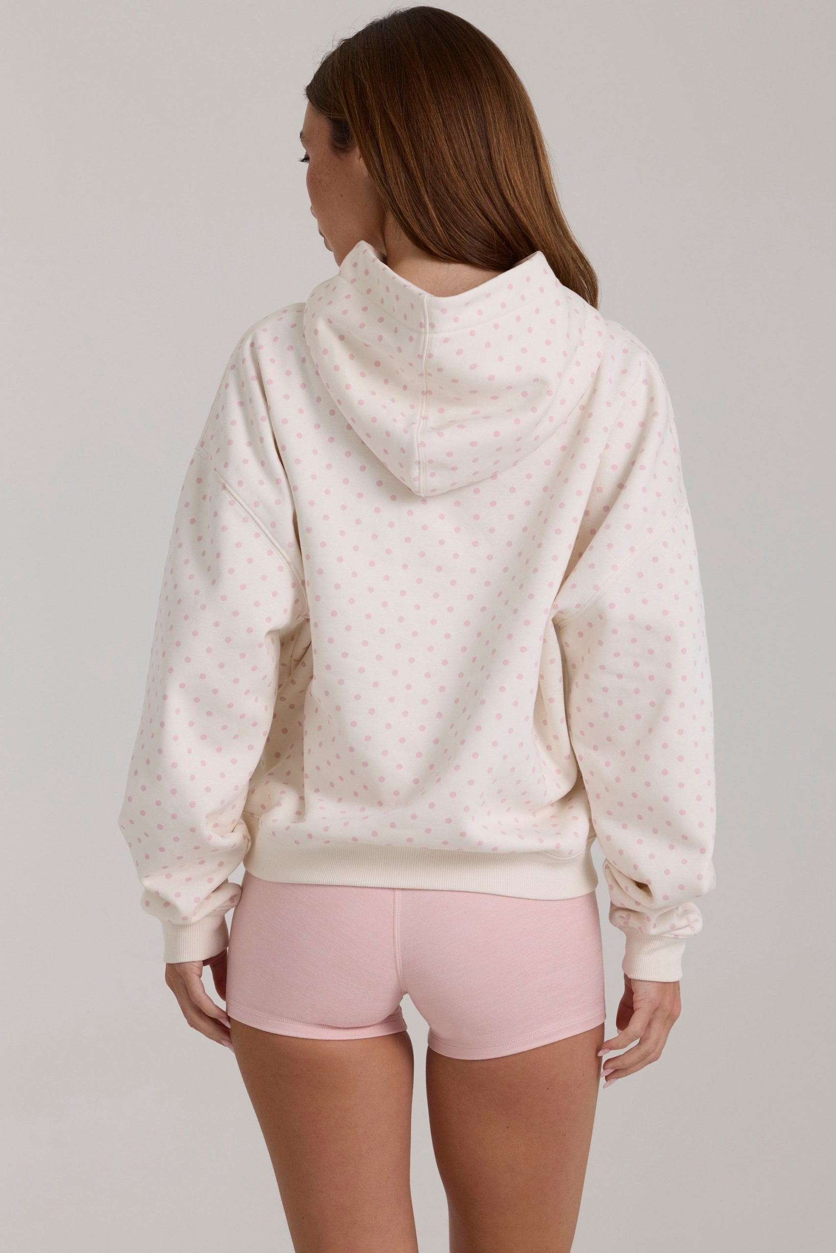 Oversized Applique Hoodie in Ivory Polka Dot - Image 2
