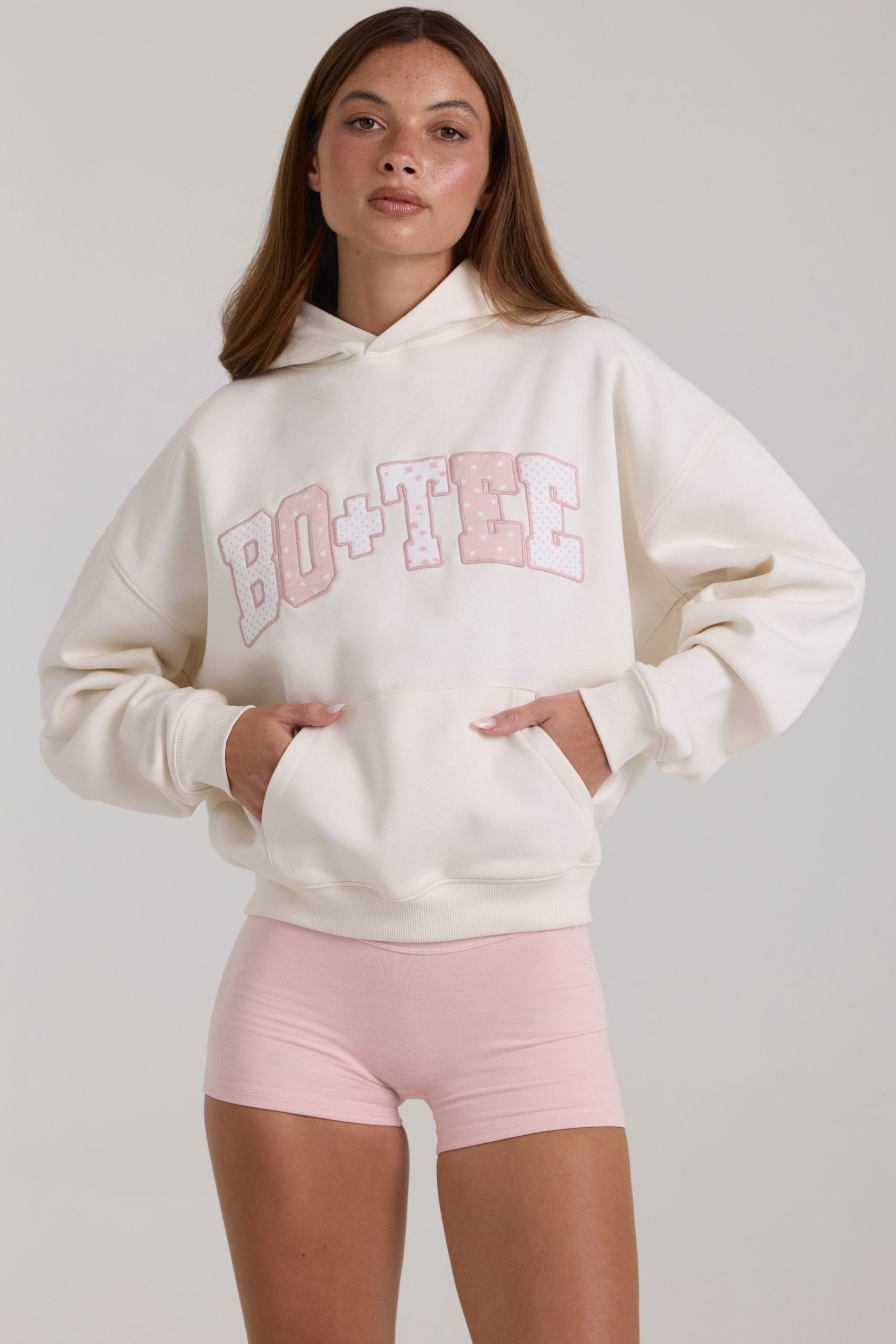 Oversized Applique Hoodie in Ivory - Image 6