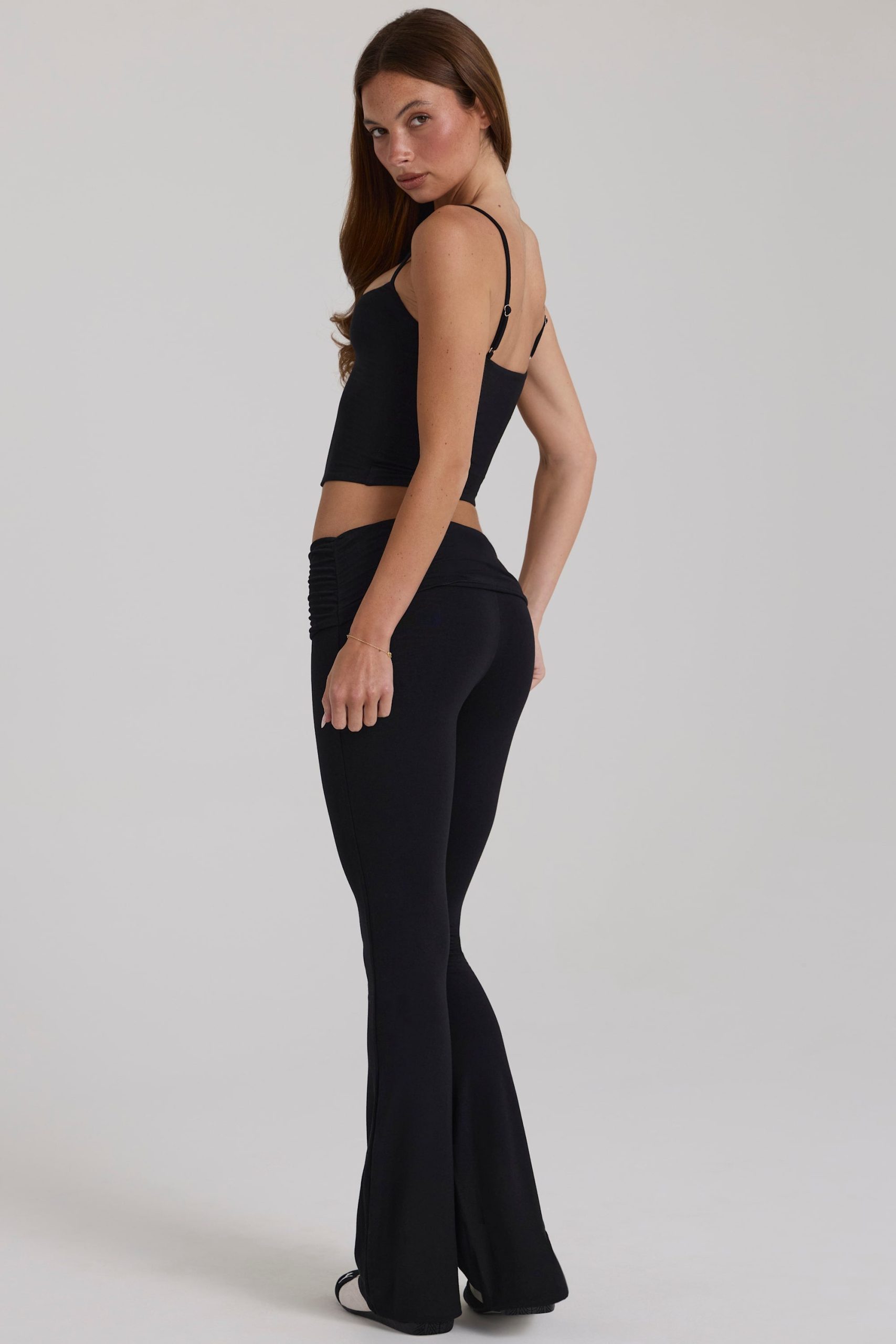 Modal Mid-Rise Flared Trousers in Black - Image 6