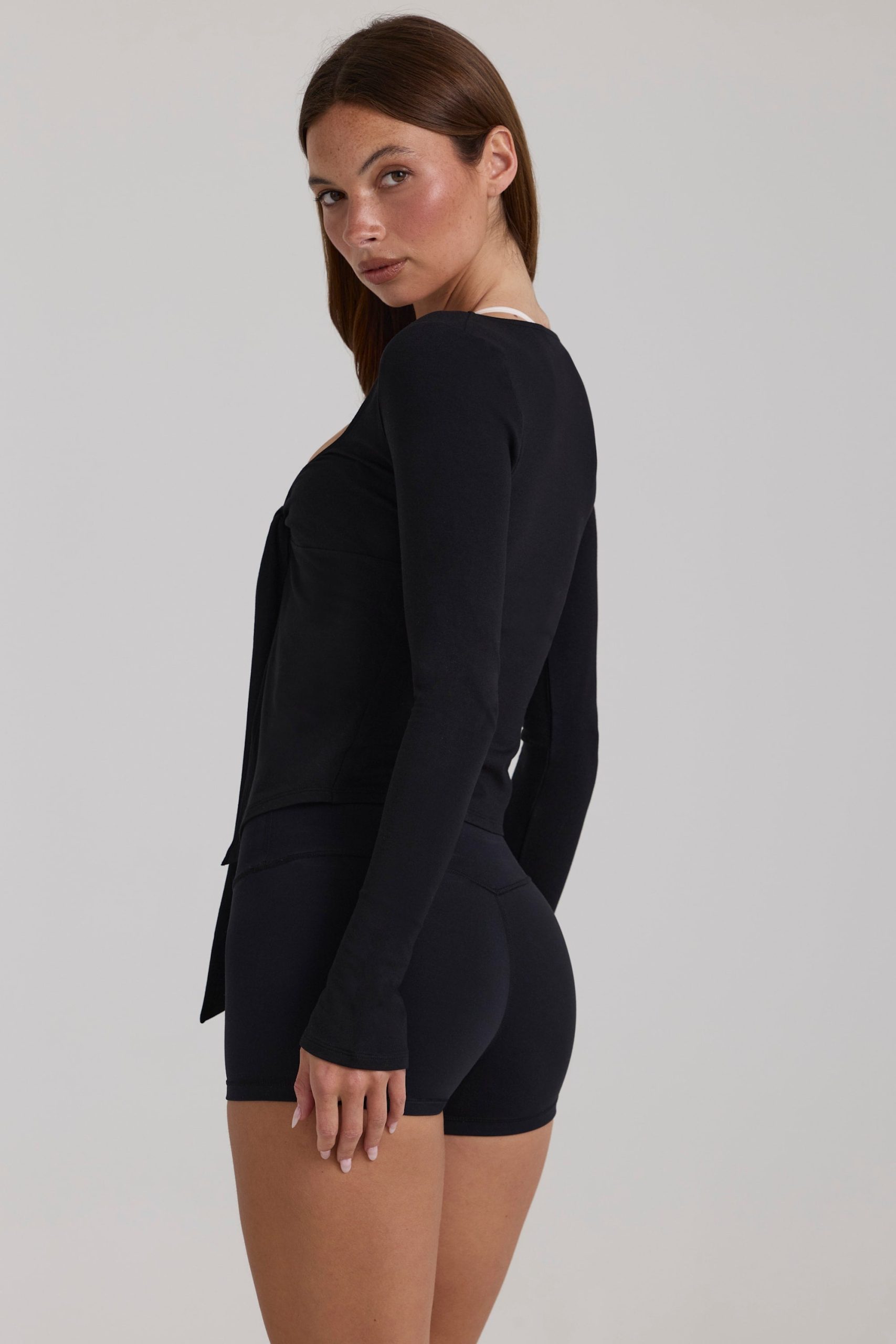 Modal Tie-Front Top in Black - Image 6