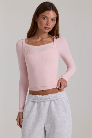 Modal Layered Top in Blush Marl