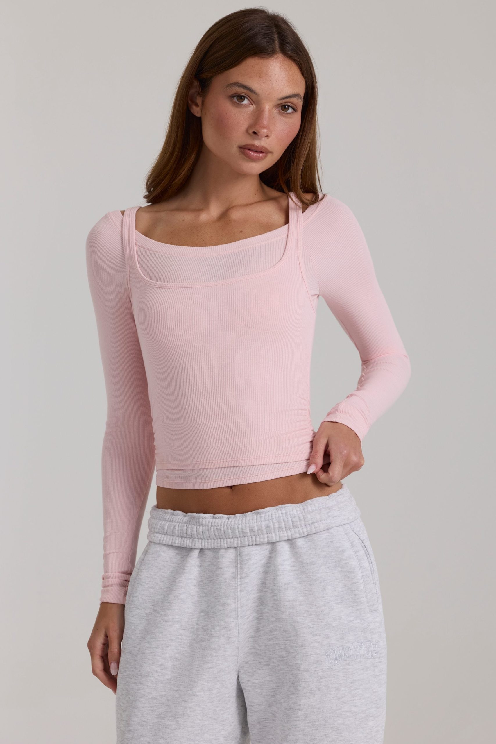 Modal Layered Top in Blush Marl