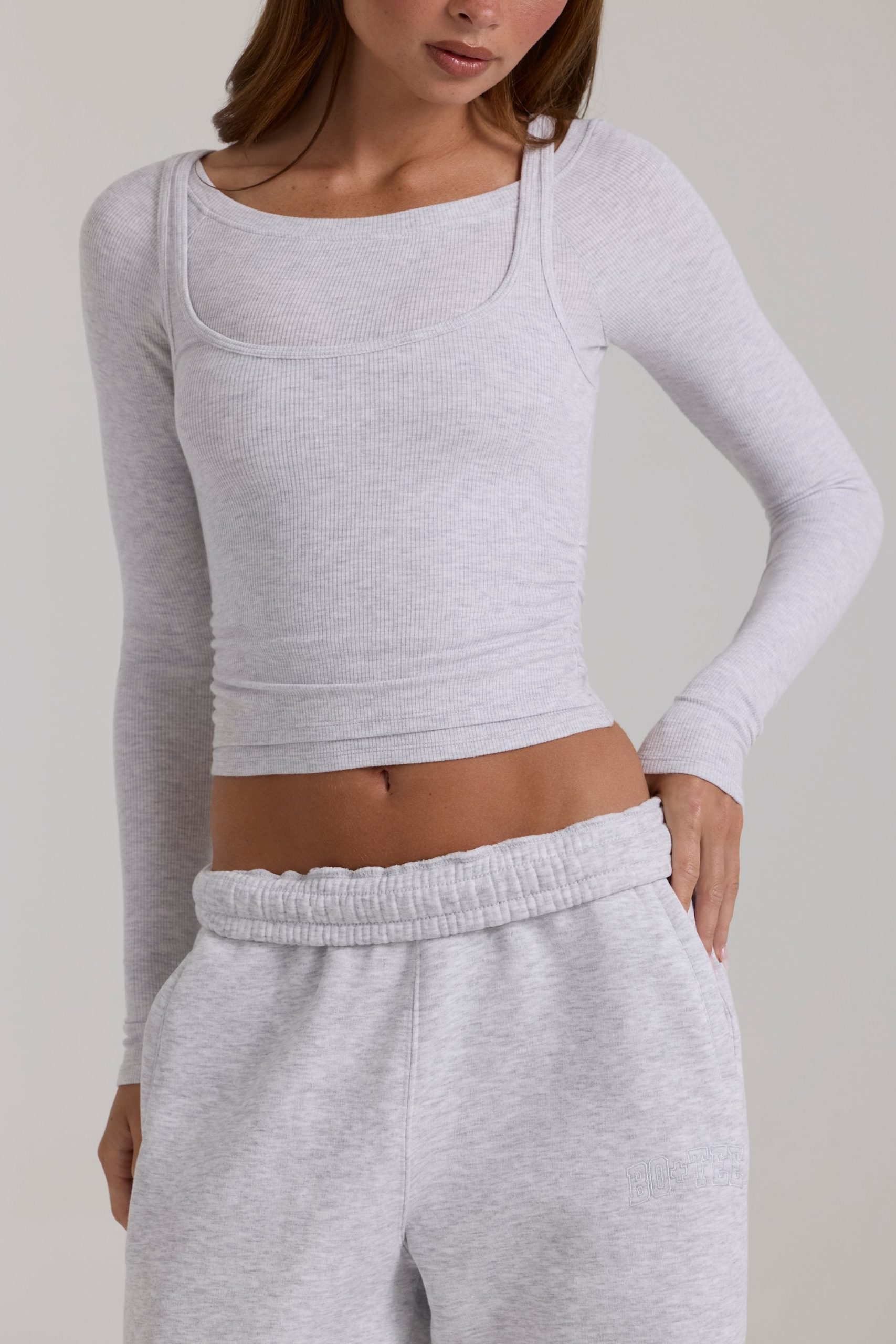 Modal Layered Top in Grey Marl - Image 4