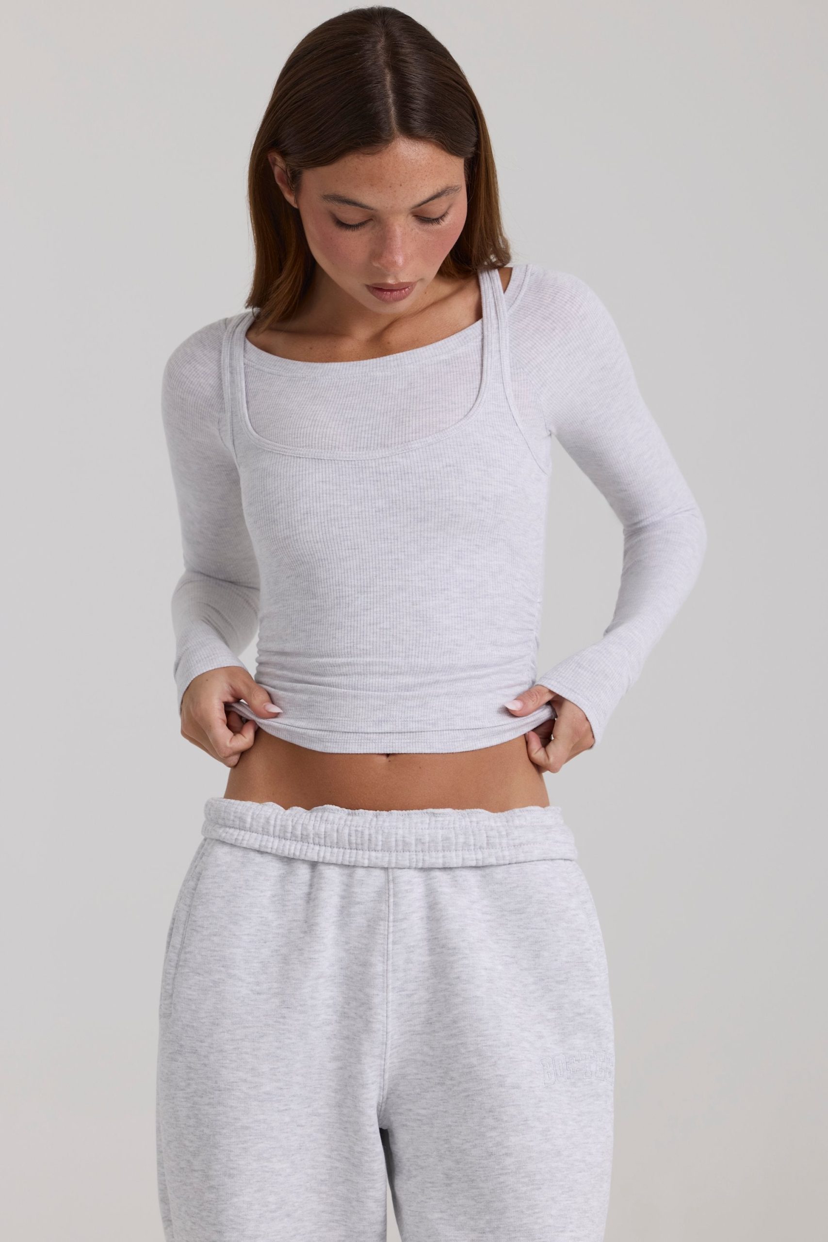 Modal Layered Top in Grey Marl - Image 5