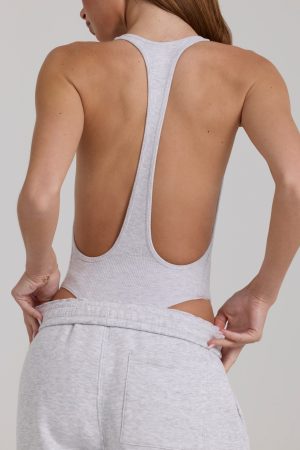 Modal Bodysuit in Grey Marl