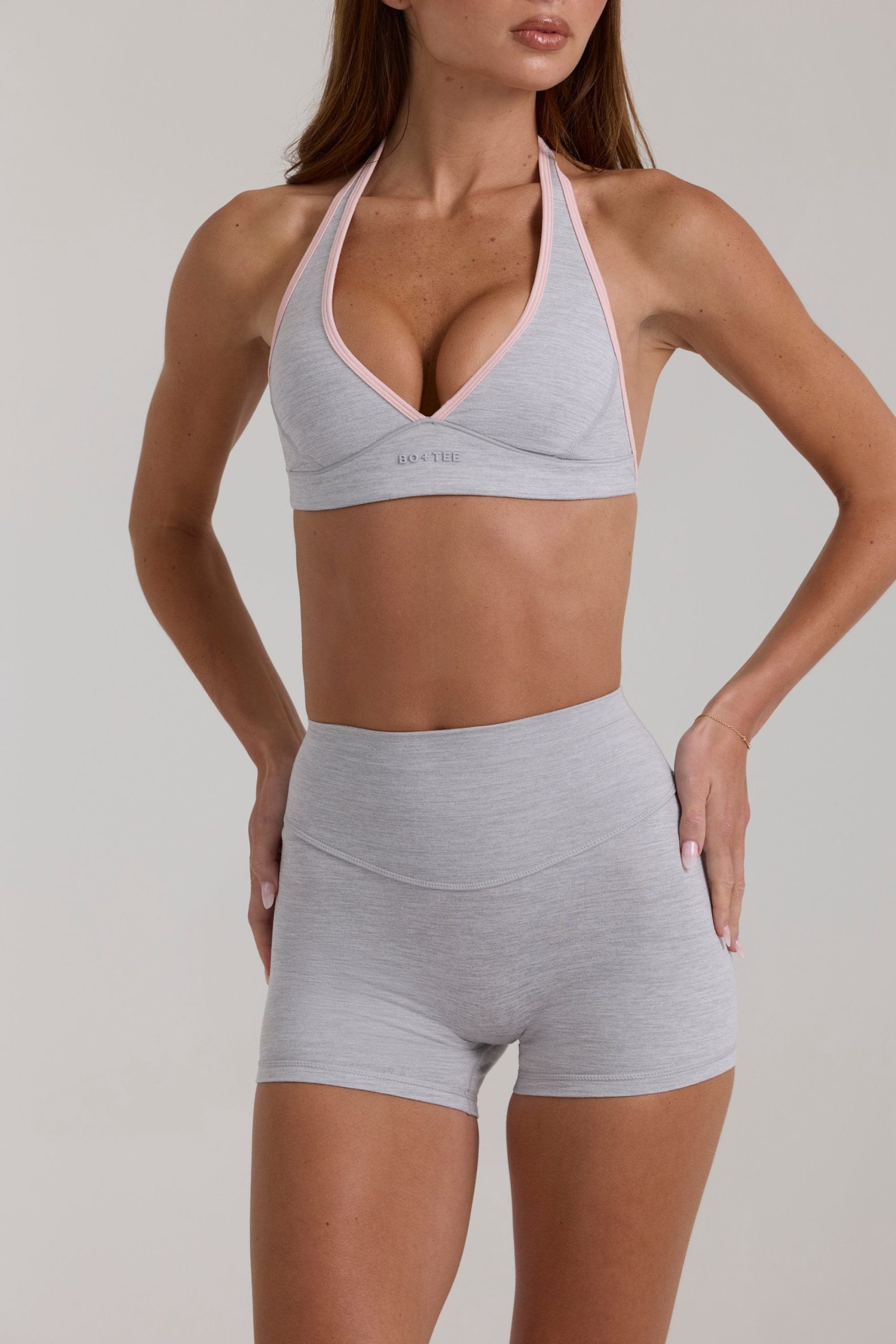 Soft Active Mini Shorts in Grey Marl - Image 4