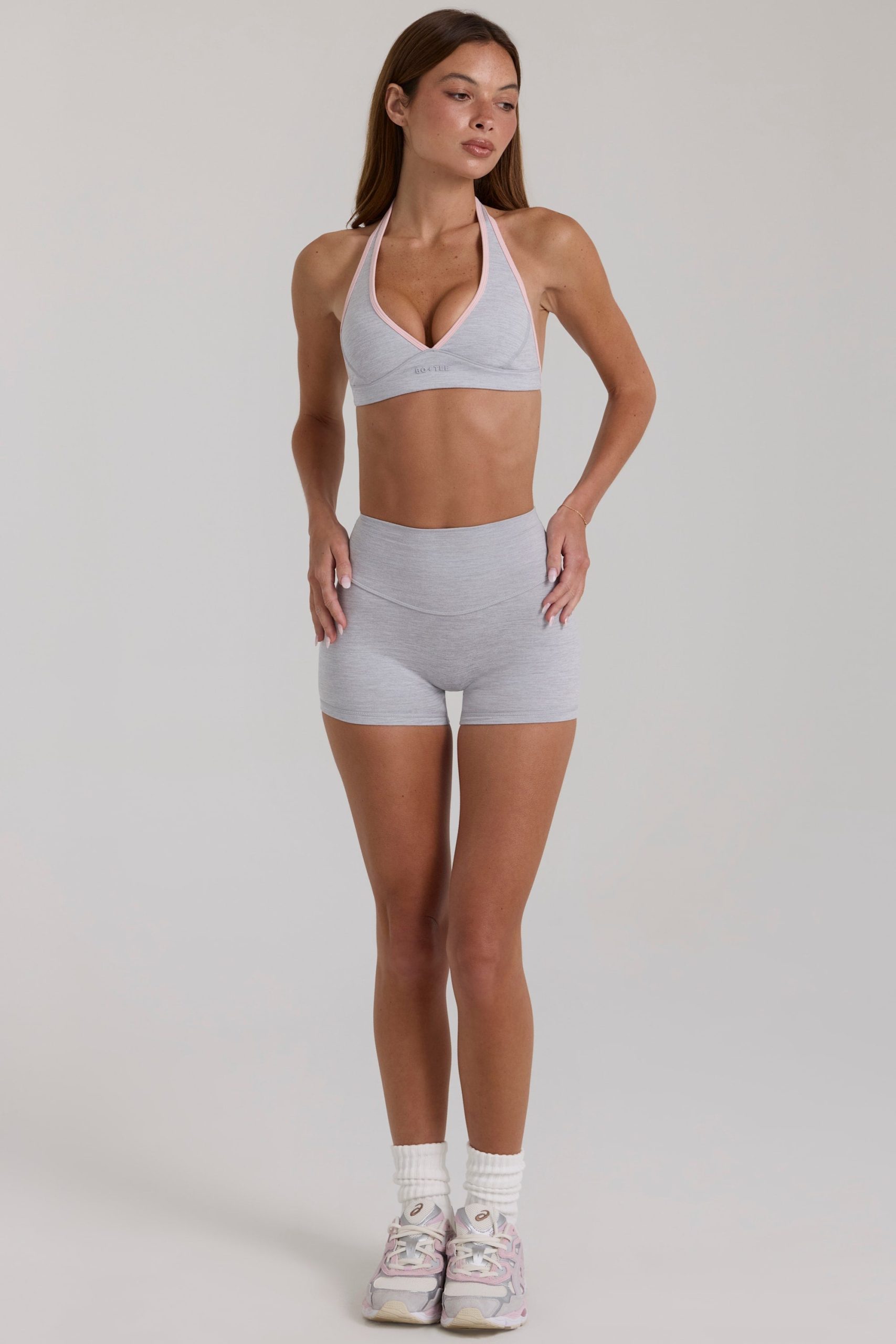 Soft Active Mini Shorts in Grey Marl - Image 5