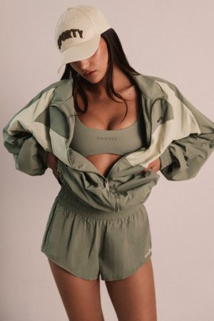 Water-Repellent Elasticated Mini Shorts in Mineral