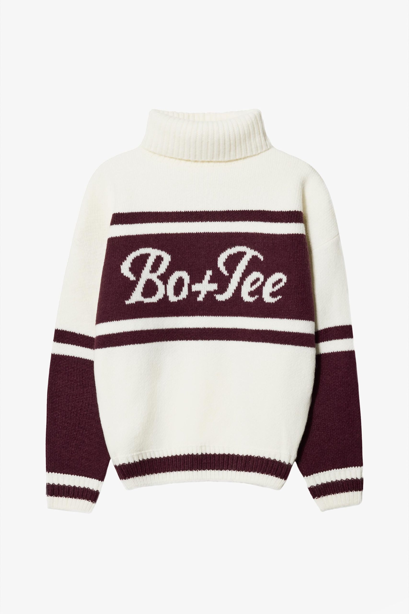 Knit Turtleneck Oversized Jumper in Burgundy - Image 3