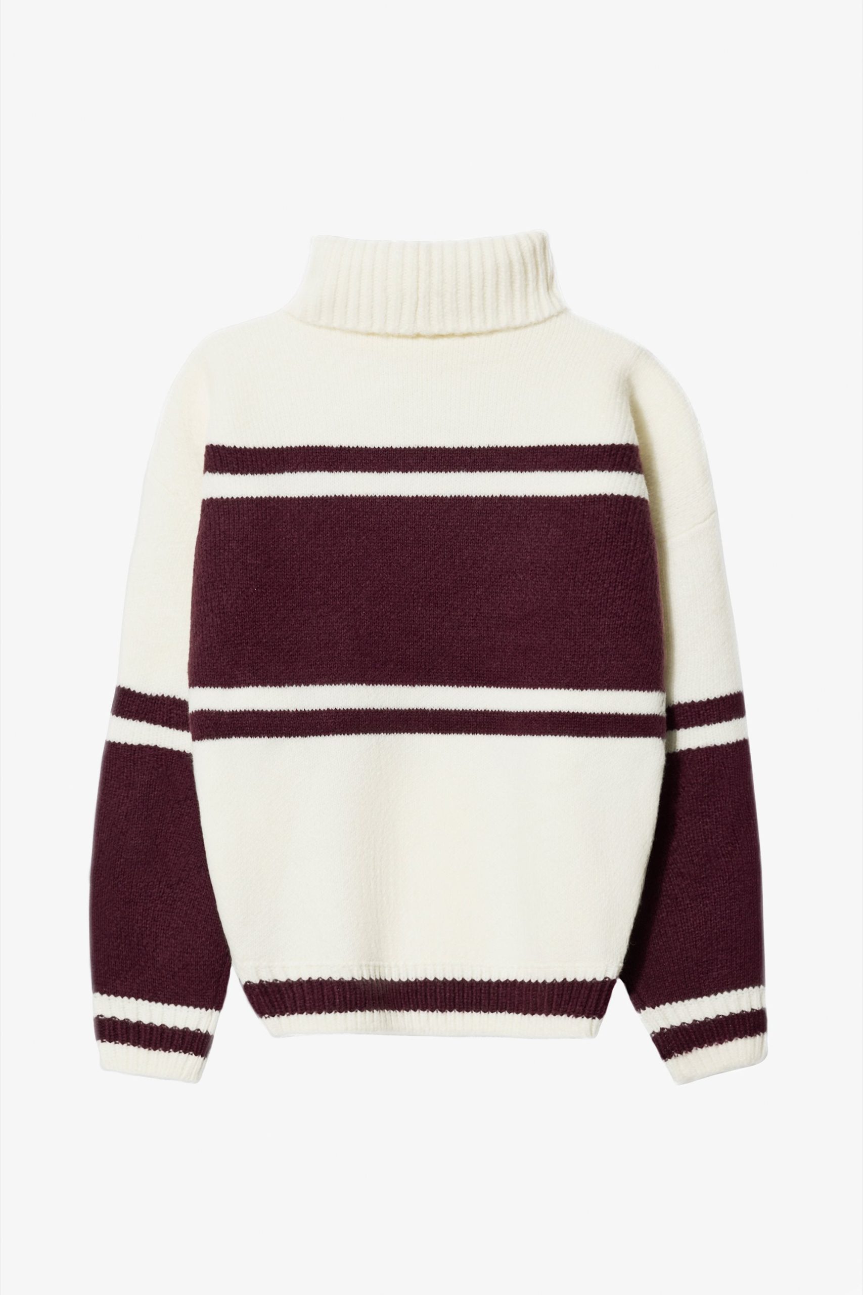 Knit Turtleneck Oversized Jumper in Burgundy - Image 5