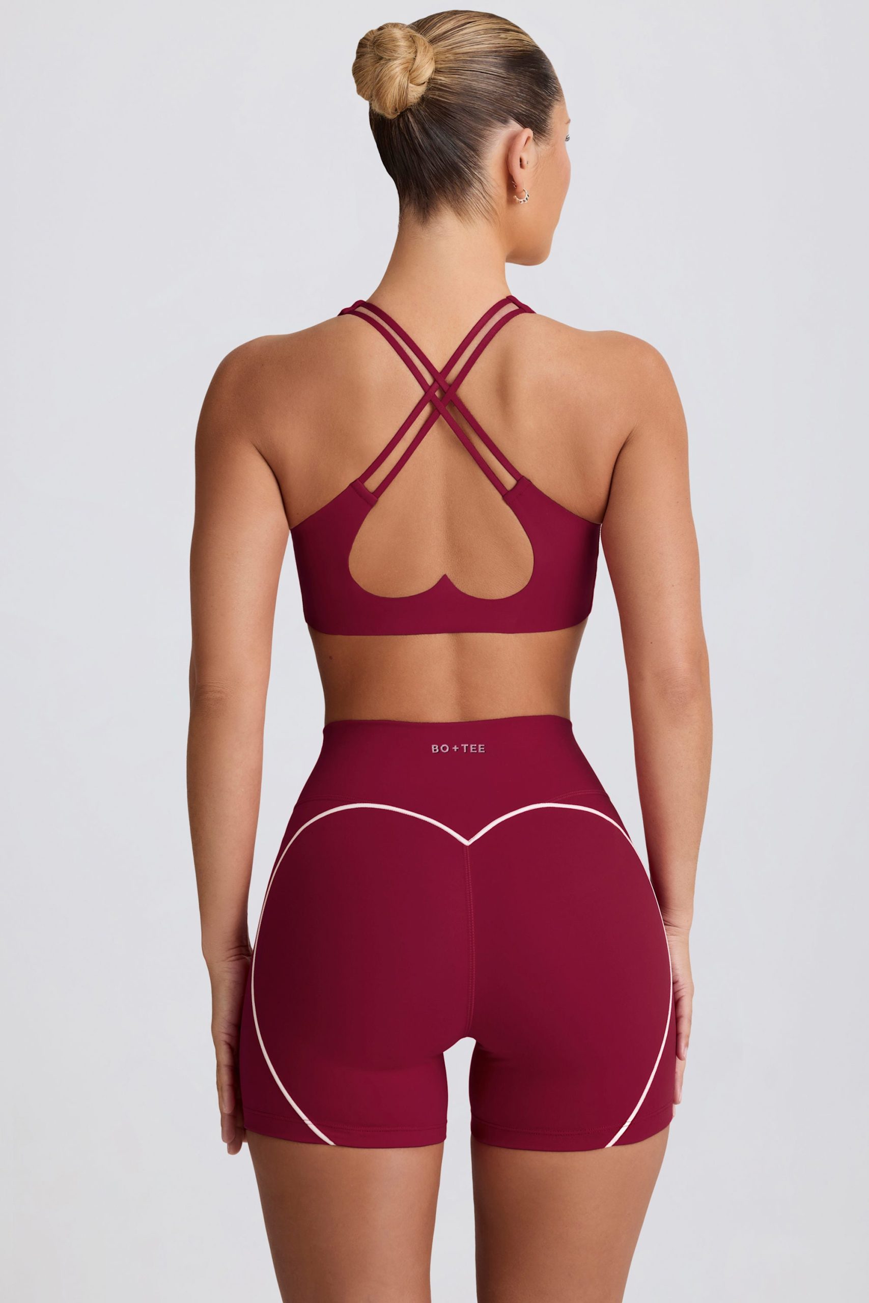 Soft Active Mini Shorts in Burgundy - Image 7