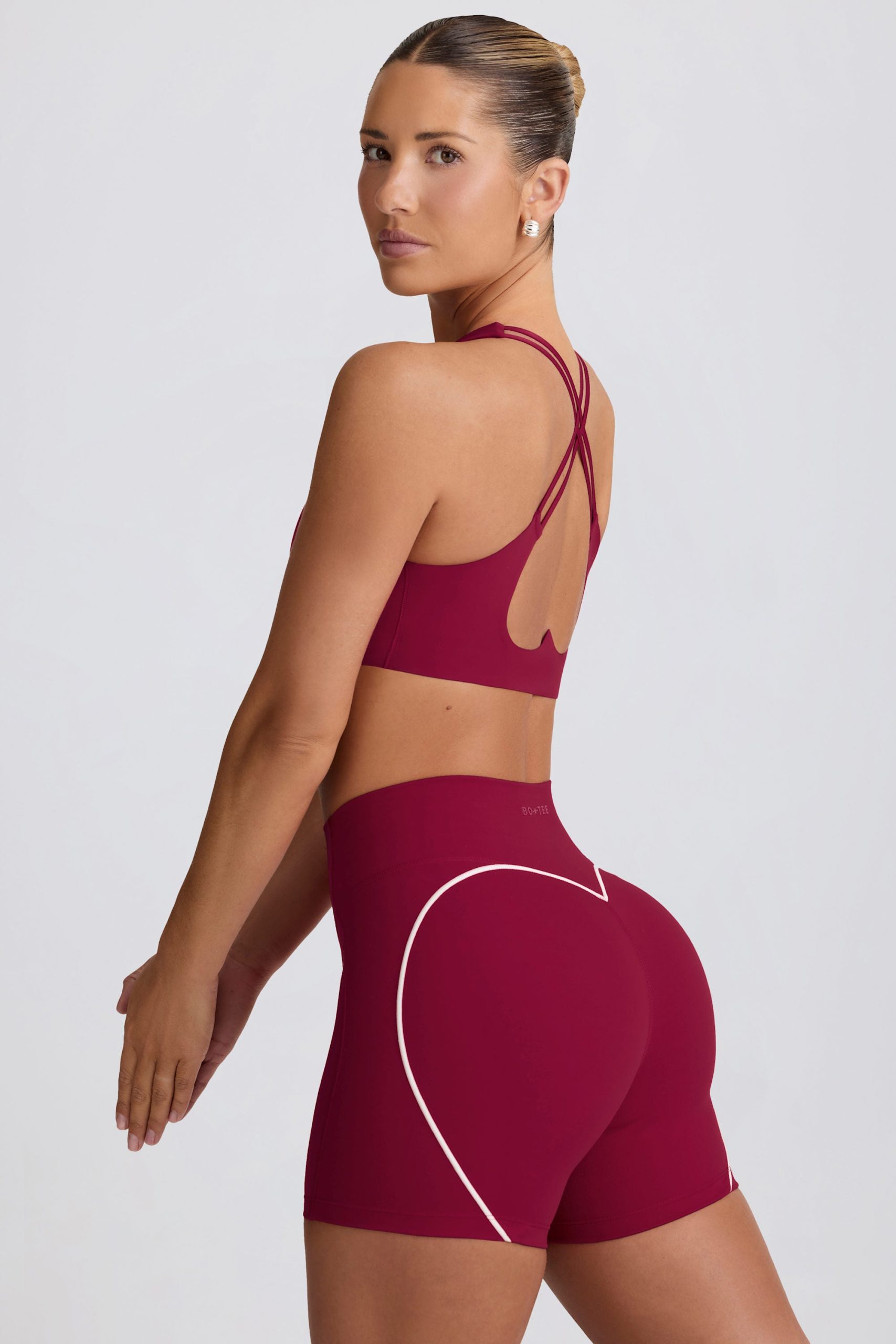 Soft Active Mini Shorts in Burgundy - Image 8