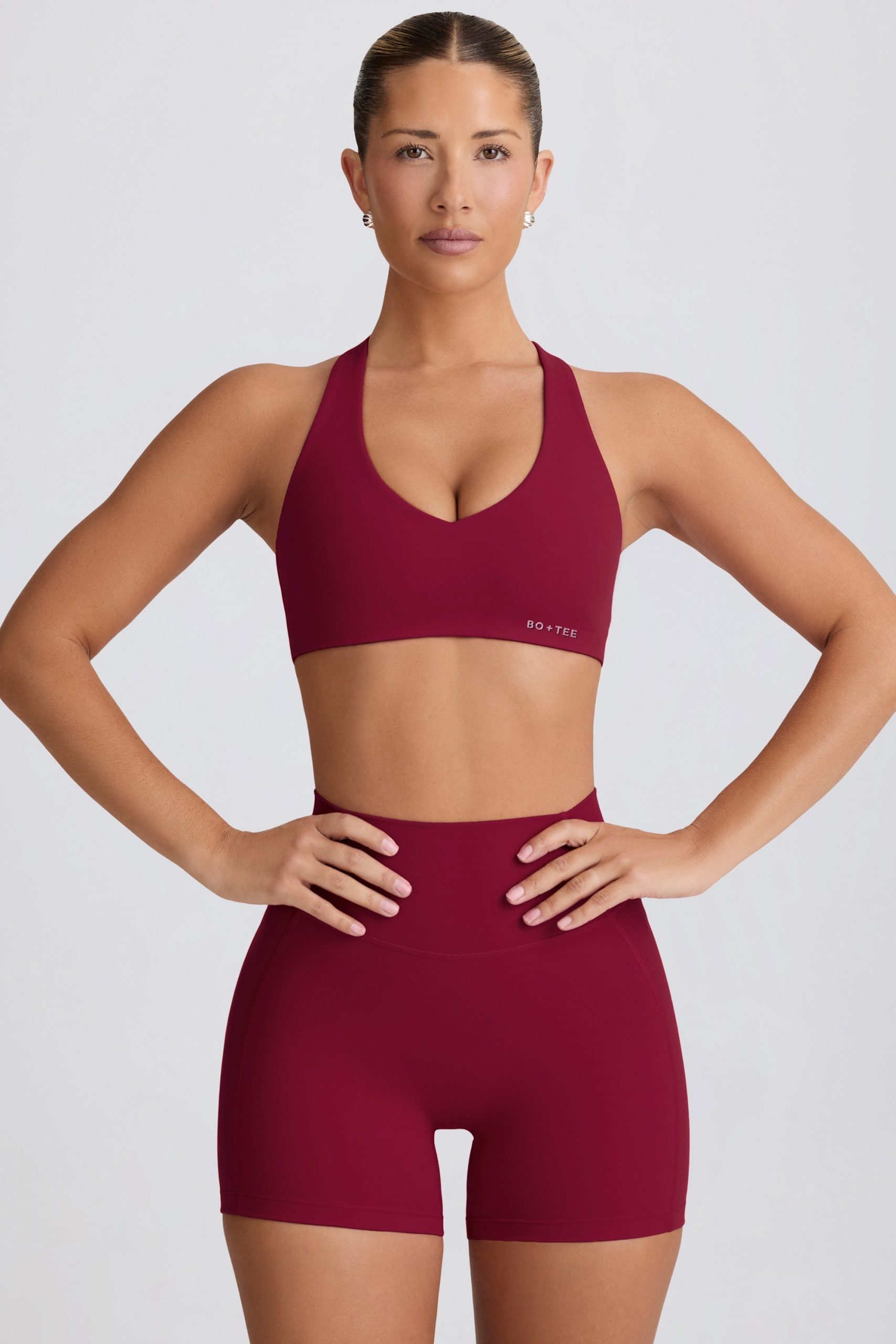 Soft Active Mini Shorts in Burgundy - Image 6