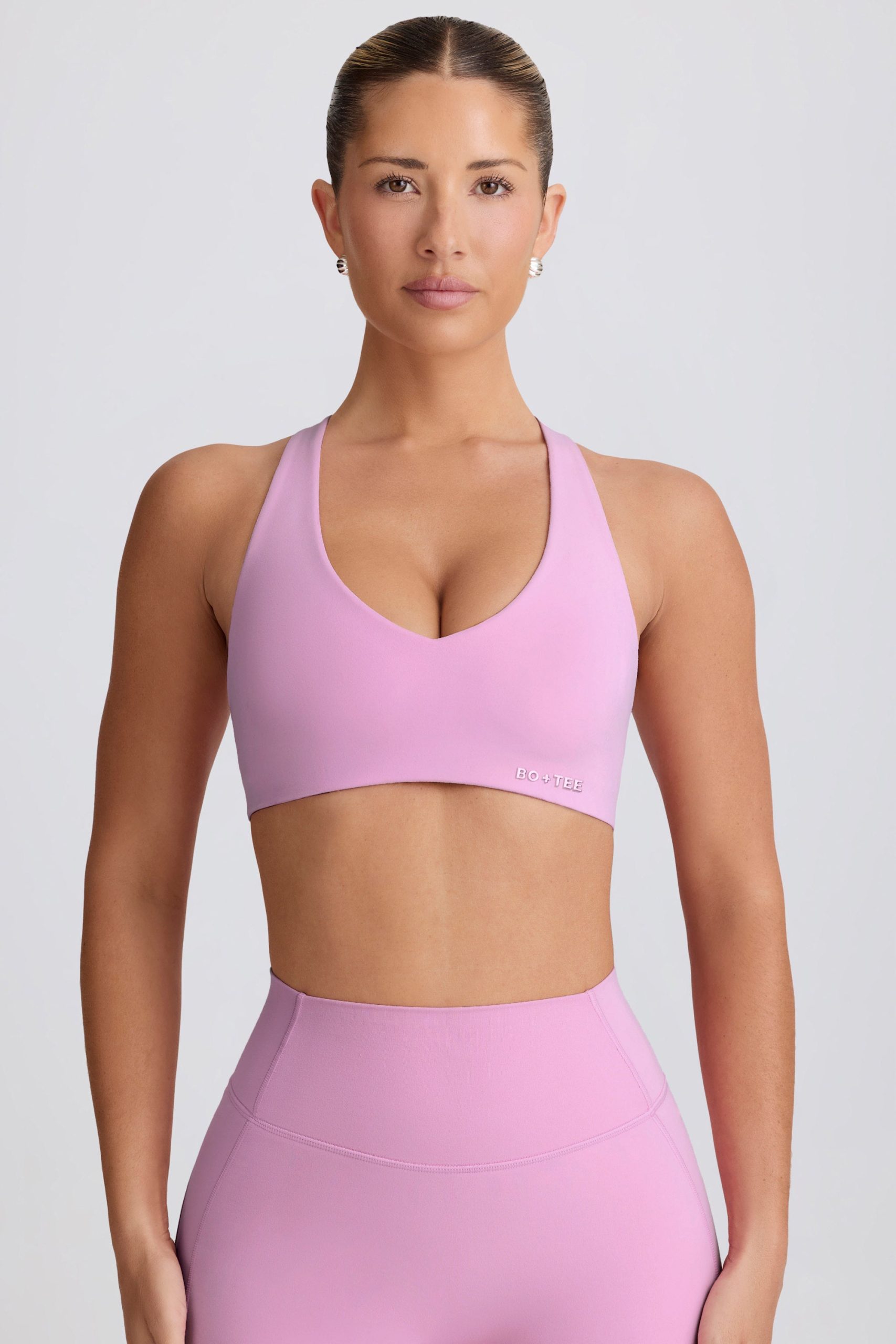 Soft Active V-Neck Sports Bra in Dusty Pink - Image 5