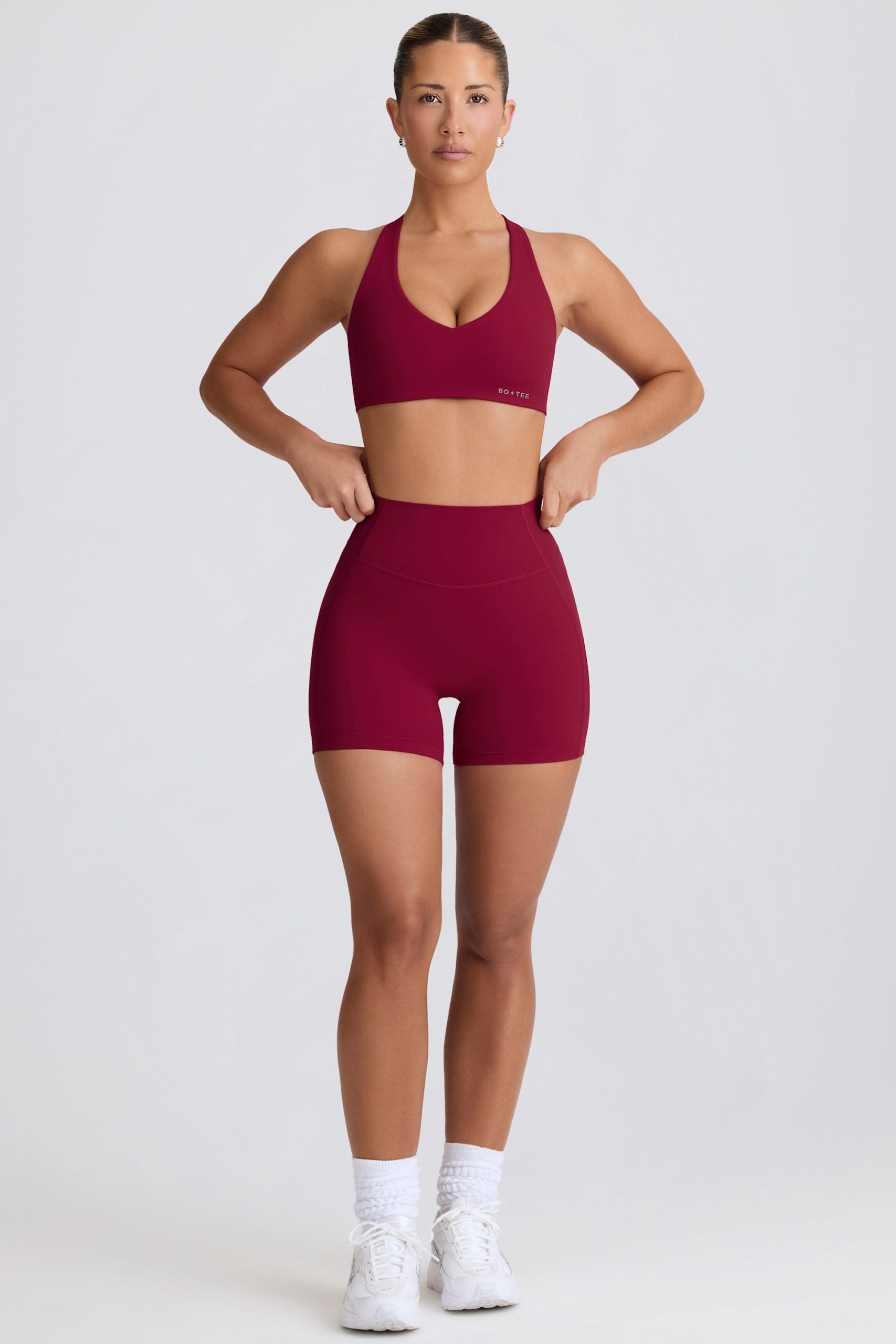 Soft Active V-Neck Sports Bra in Burgundy - Image 7