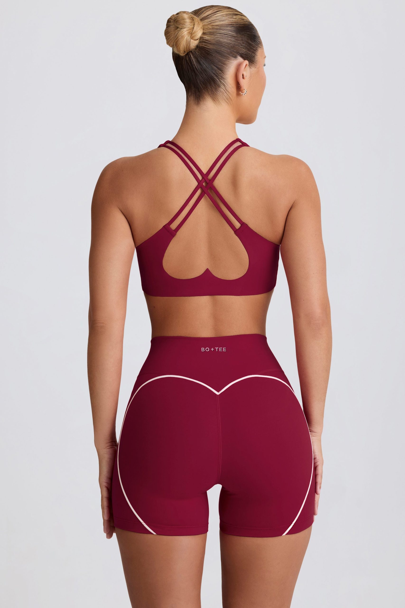 Soft Active V-Neck Sports Bra in Burgundy - Image 5