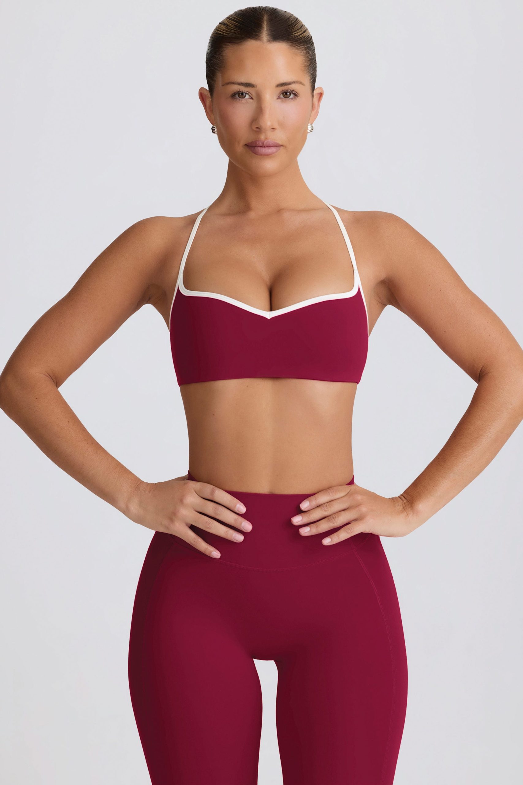 Soft Active Sweetheart-Neck Sports Bra in Burgundy - Image 7