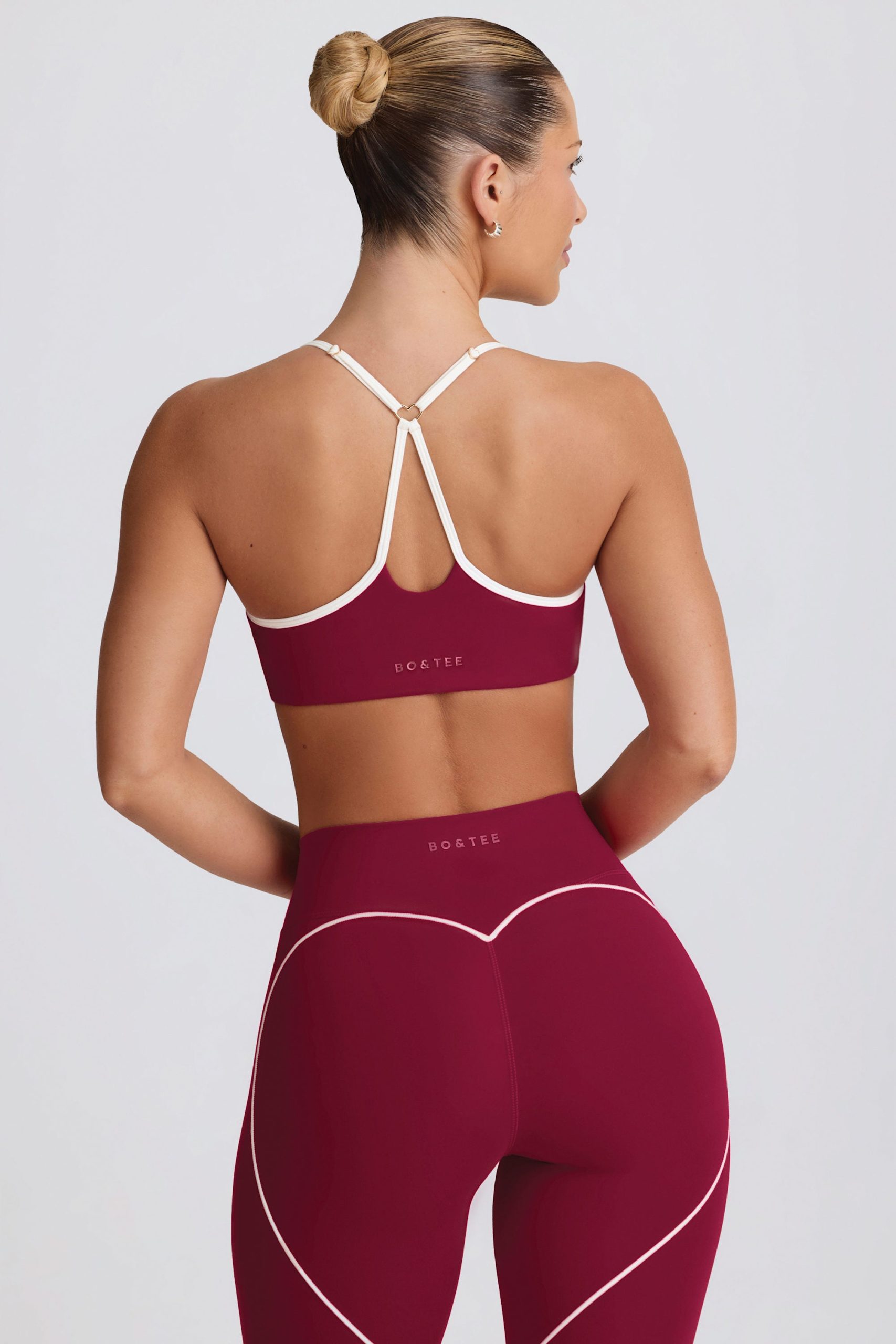 Soft Active Sweetheart-Neck Sports Bra in Burgundy - Image 2