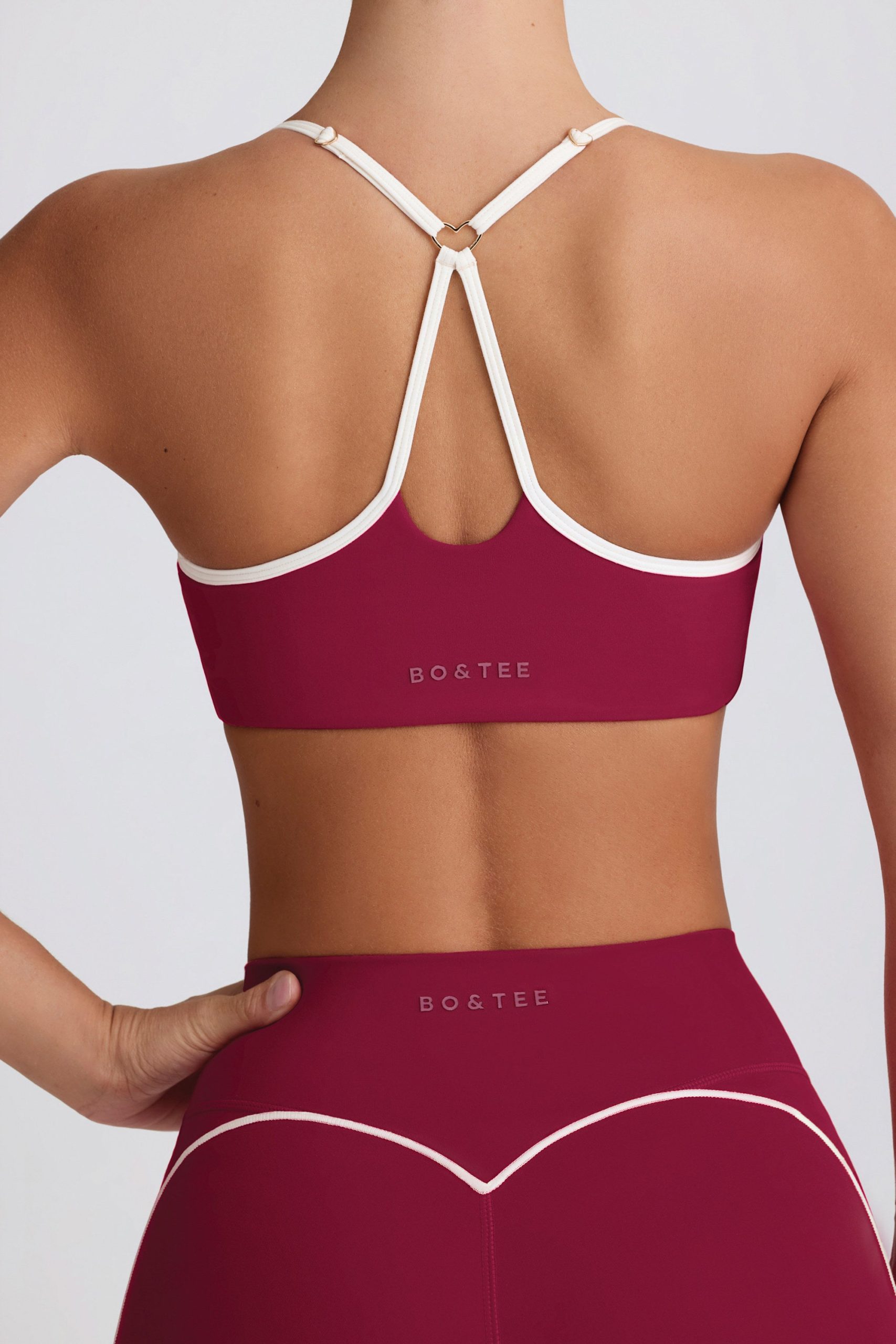 Soft Active Sweetheart-Neck Sports Bra in Burgundy - Image 5