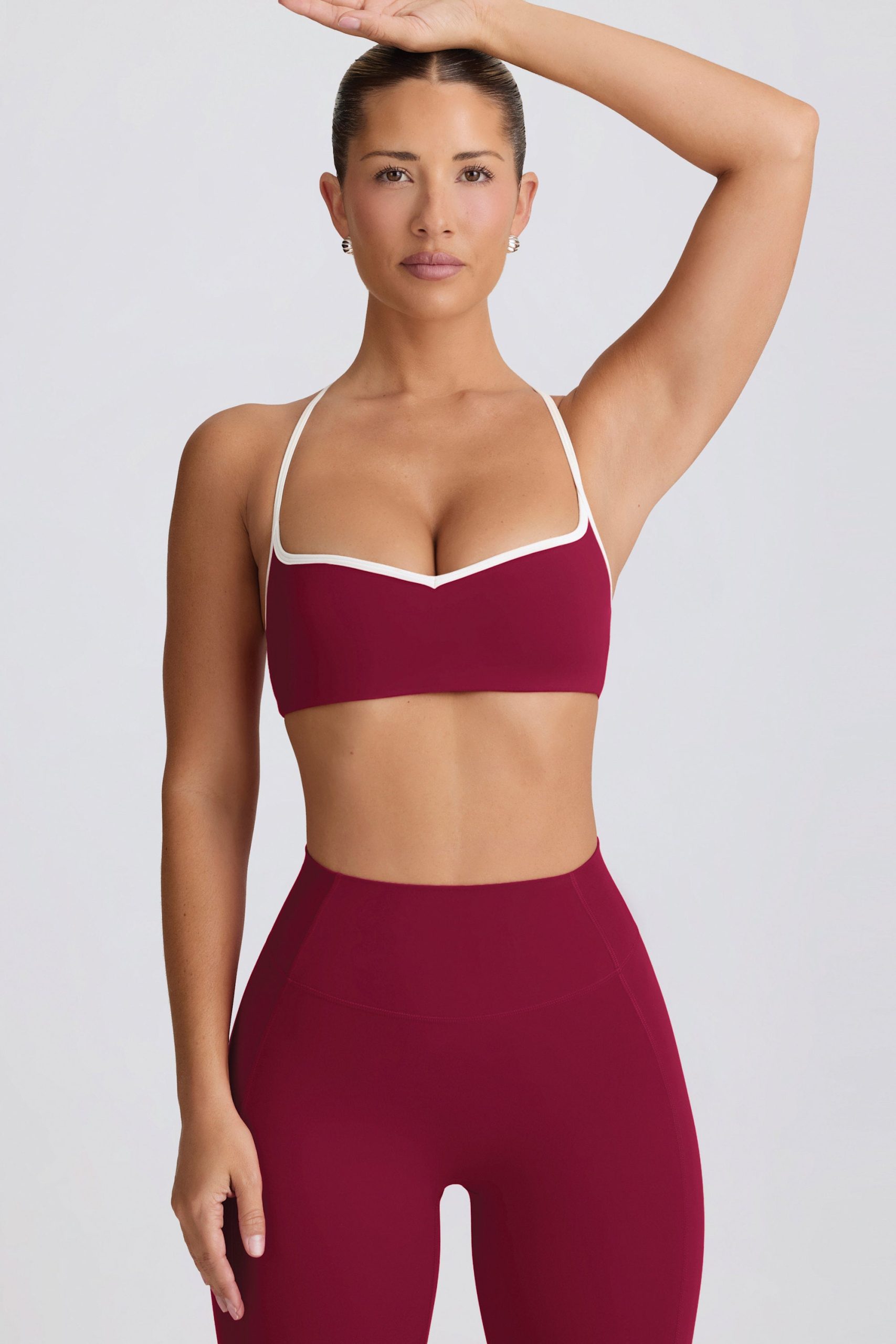 Soft Active Sweetheart-Neck Sports Bra in Burgundy - Image 8