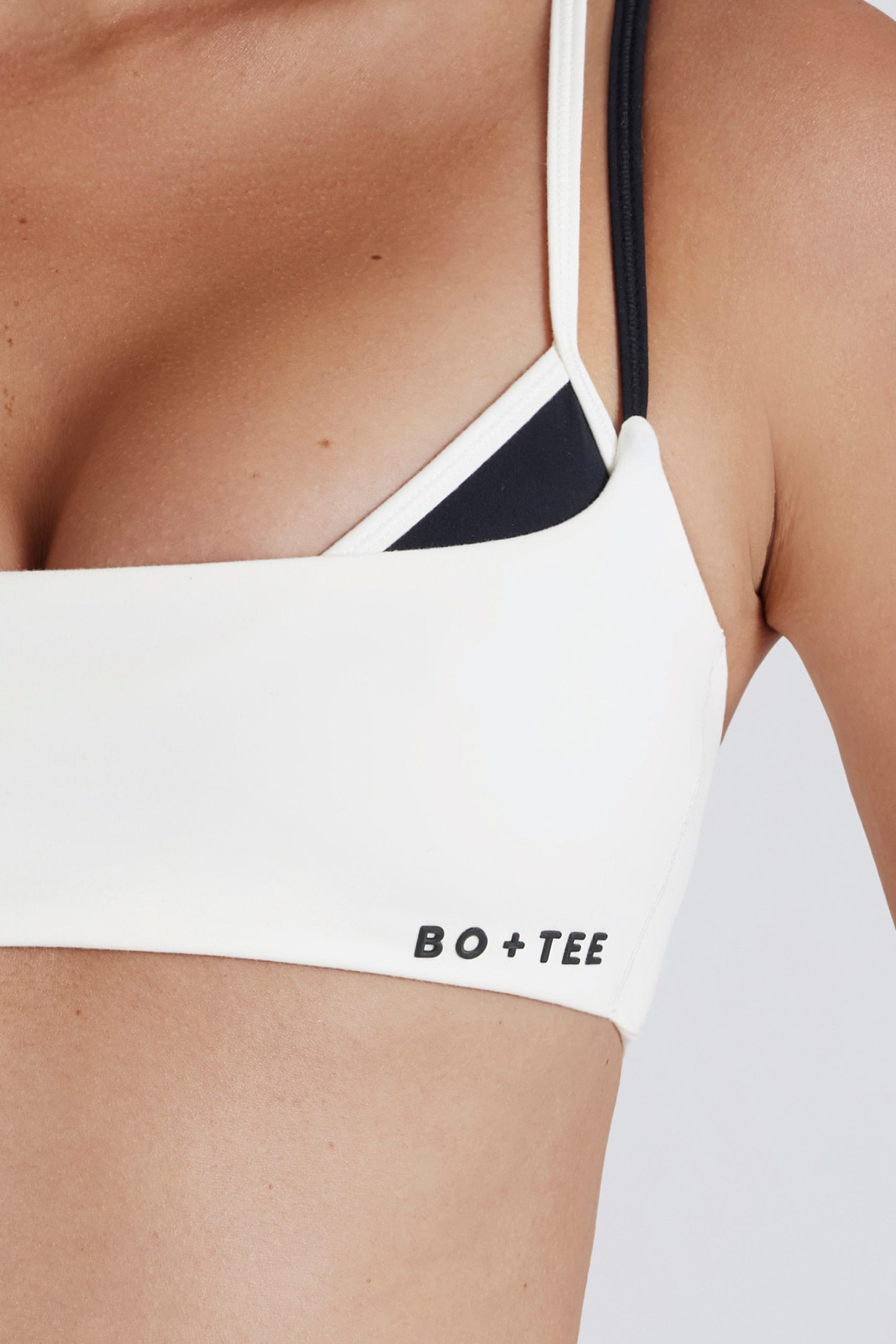 Soft Active Twist-Back Layered Sports Bra in Ivory - Image 4
