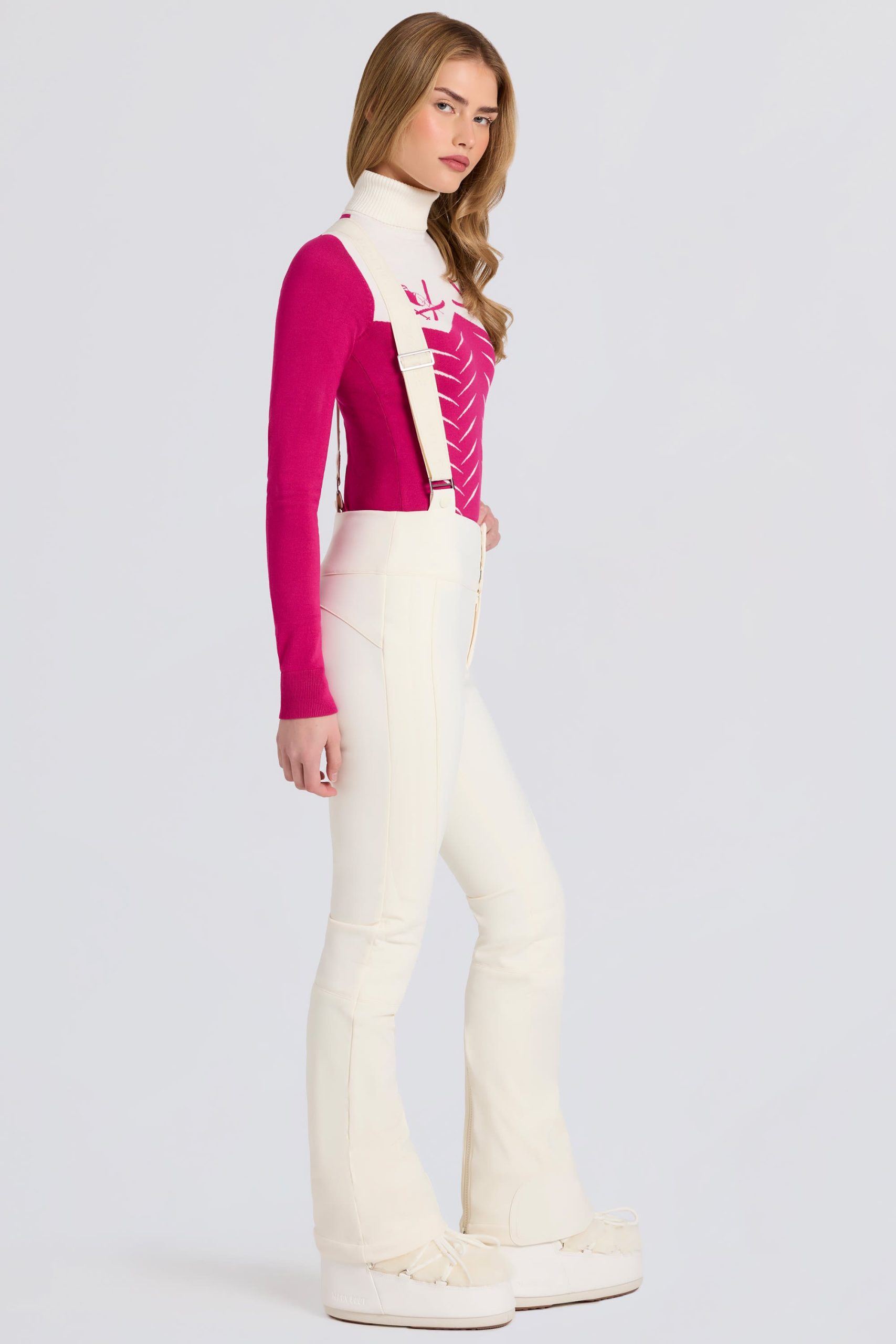 Waterproof High-Rise Salopettes with Suspenders in Ice - Image 5