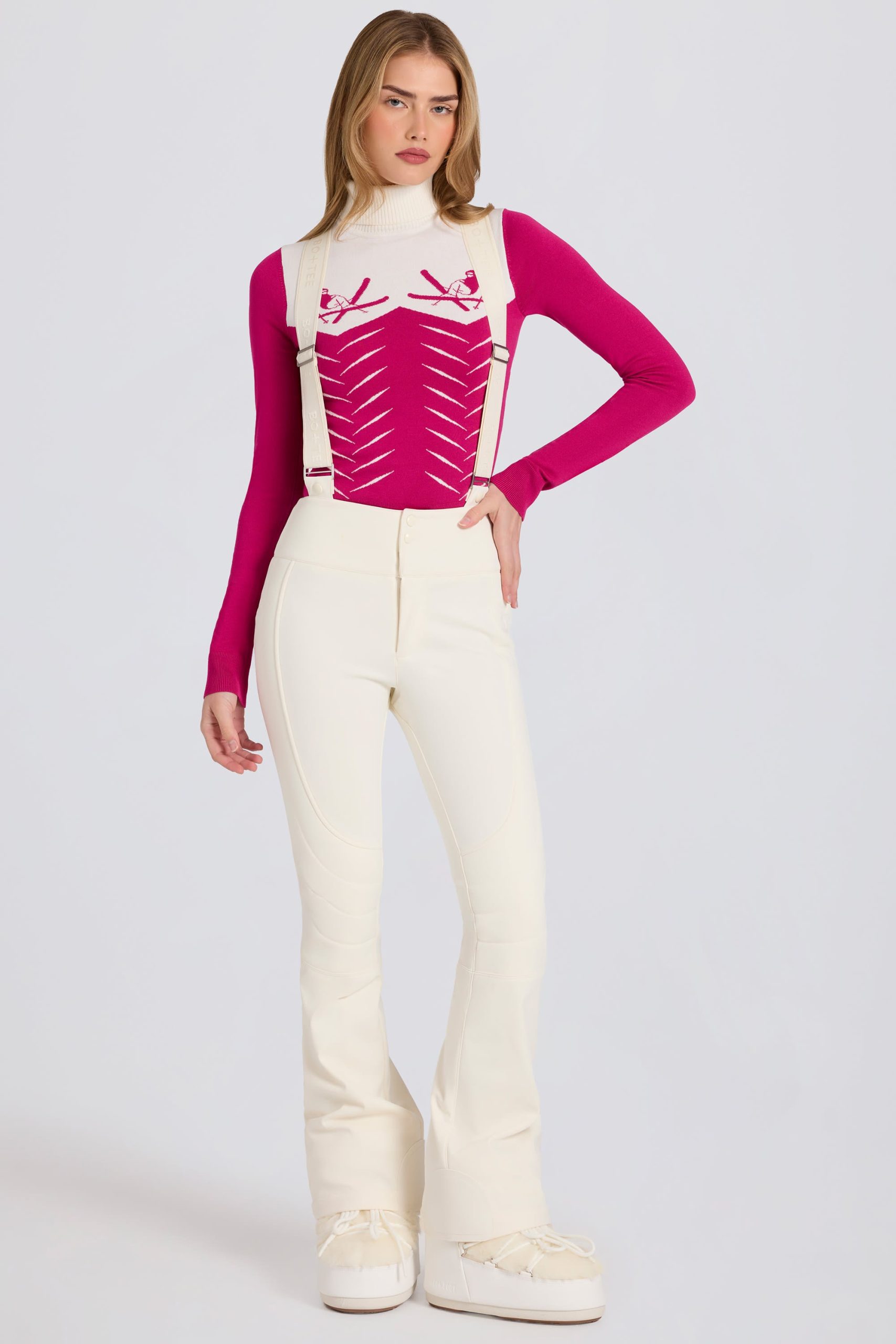 Waterproof High-Rise Salopettes with Suspenders in Ice - Image 8