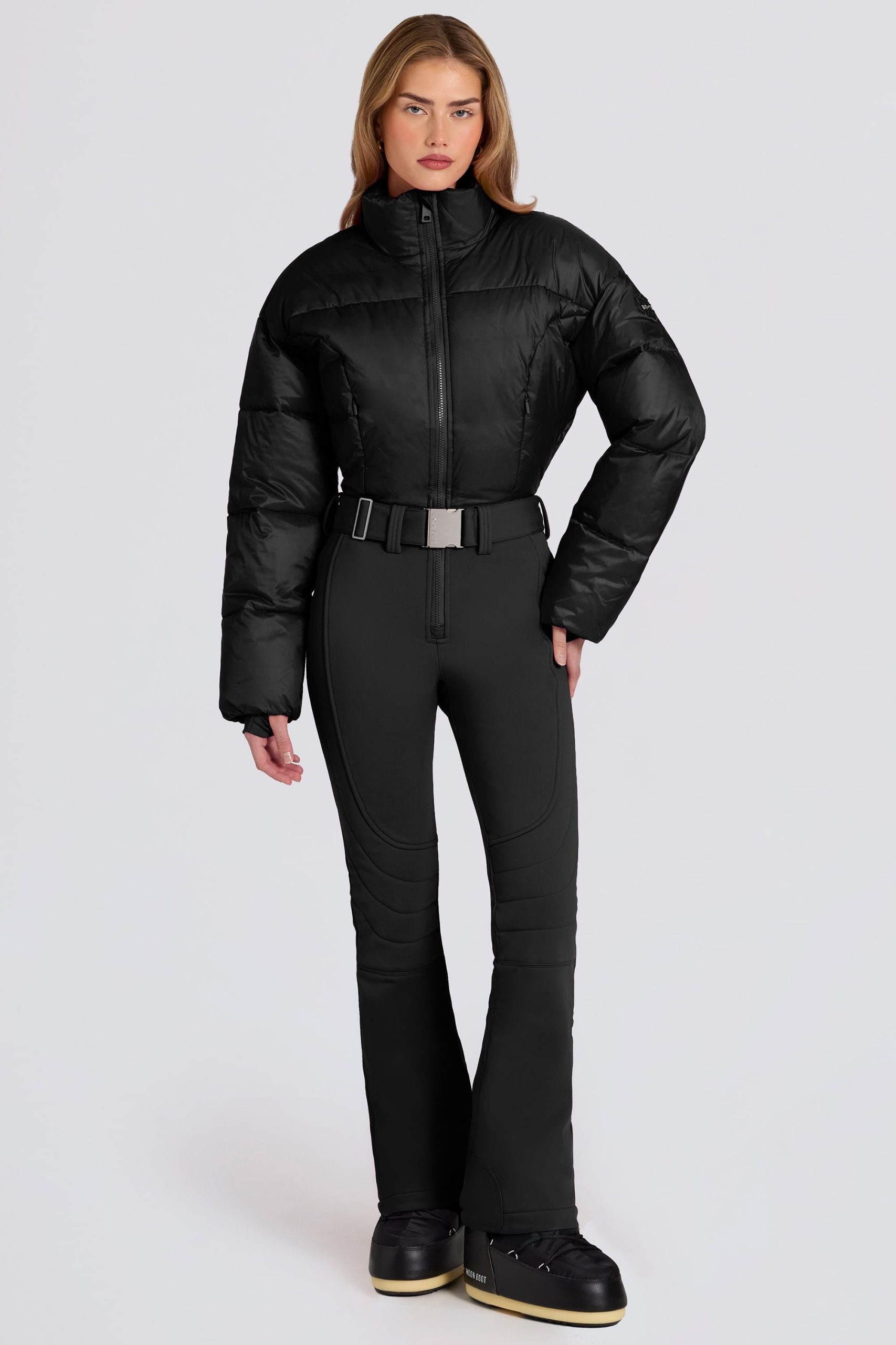 Waterproof Padded Belted Ski Suit in Black - Image 4