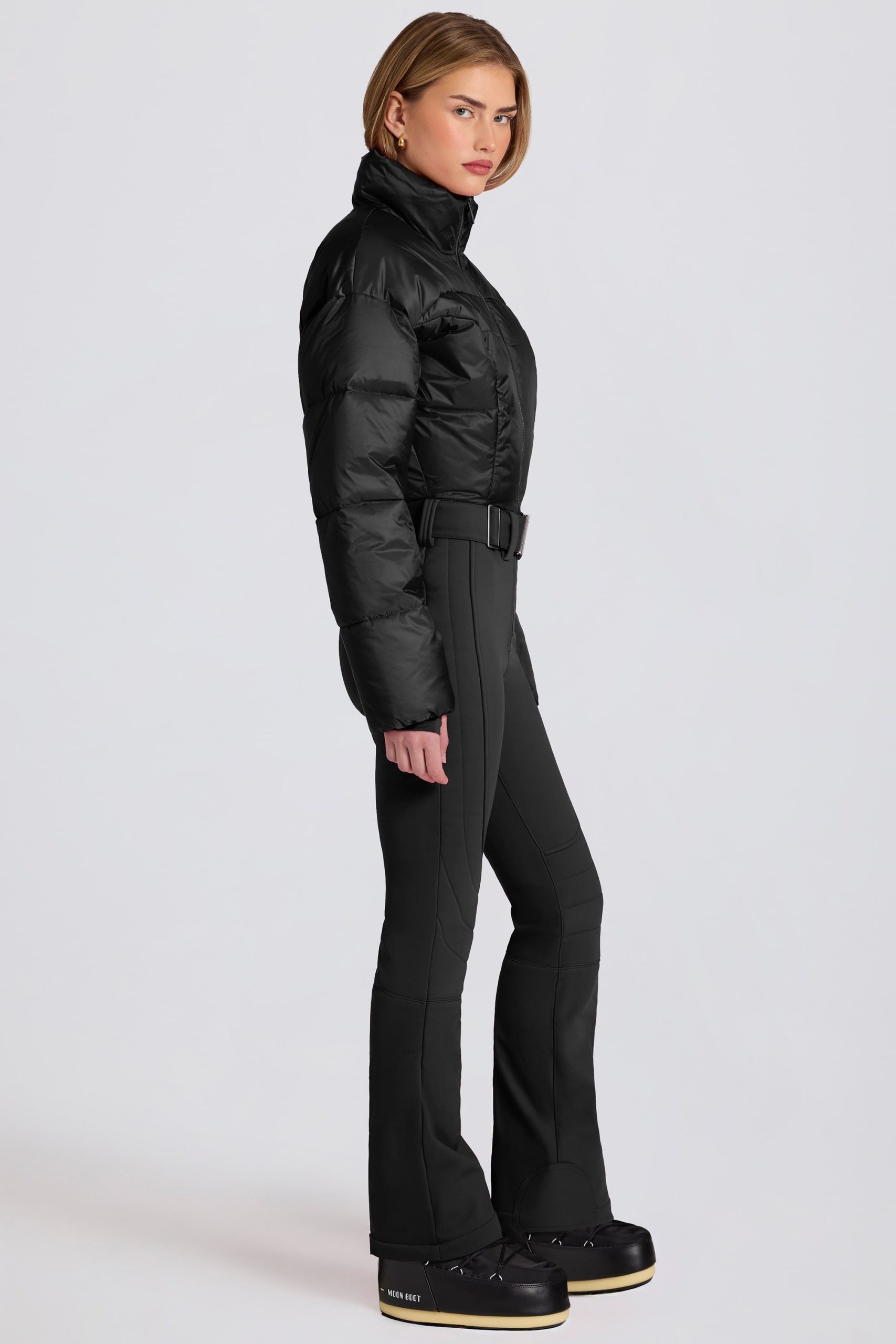 Waterproof Padded Belted Ski Suit in Black - Image 6