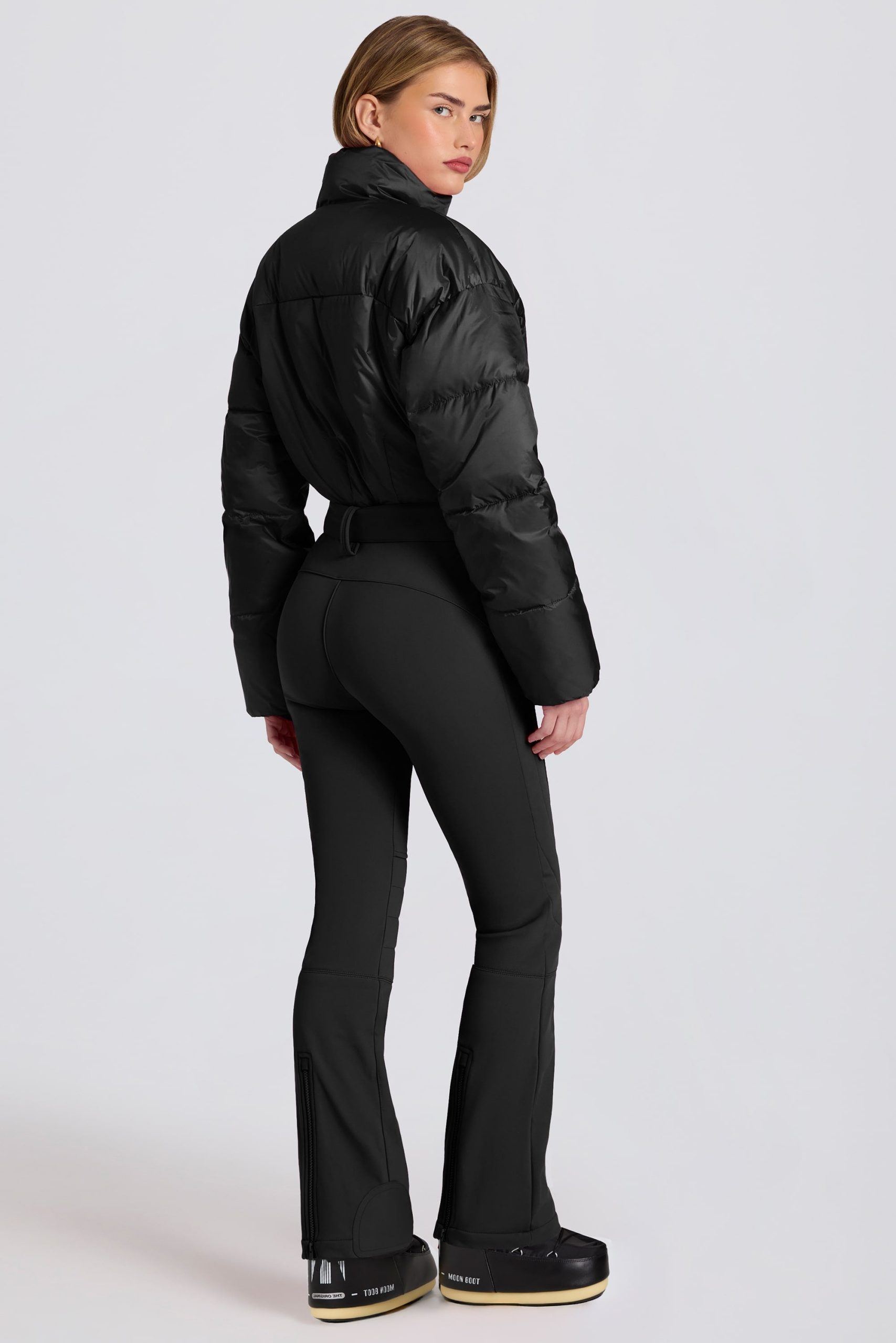 Waterproof Padded Belted Ski Suit in Black - Image 2