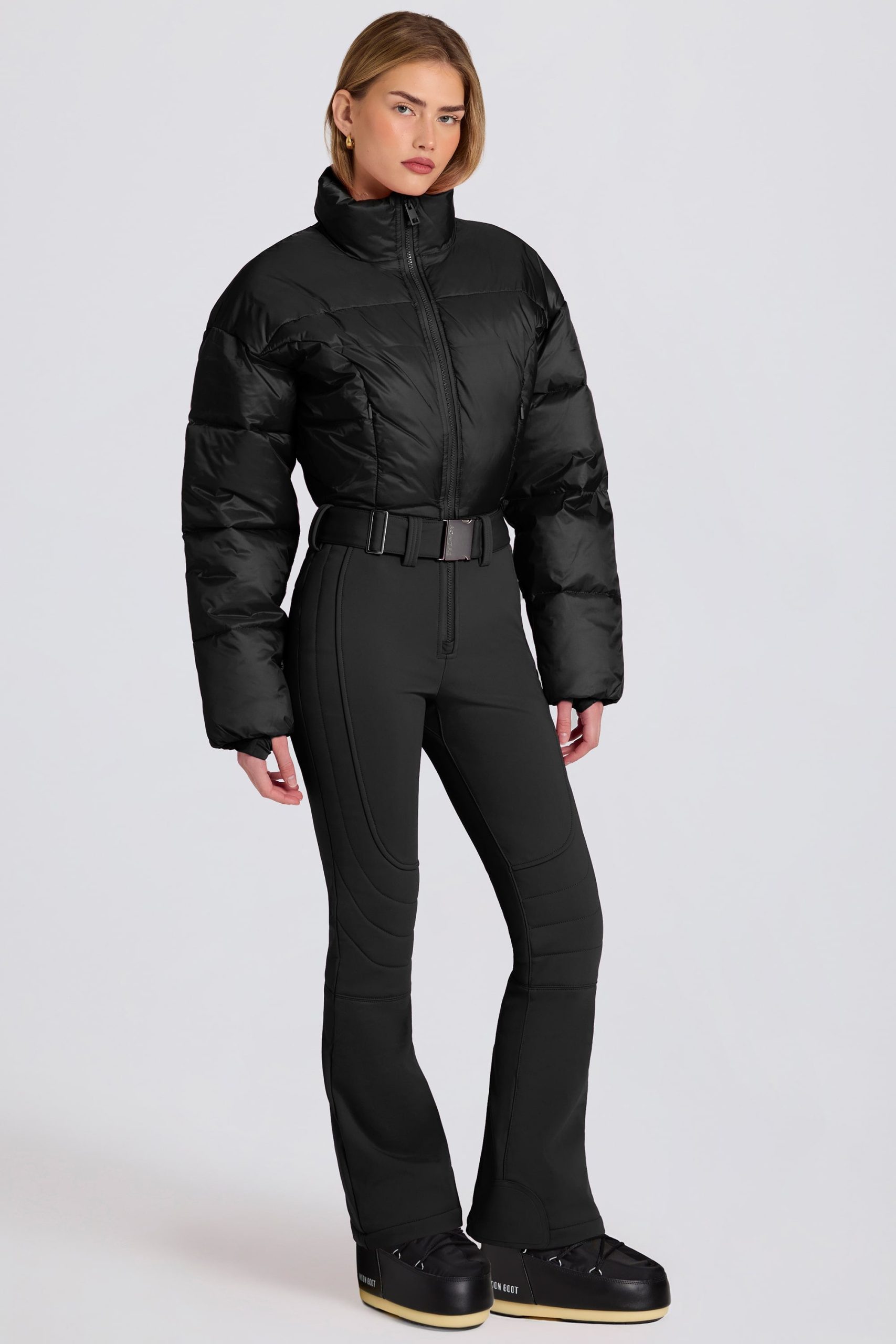 Waterproof Padded Belted Ski Suit in Black - Image 8