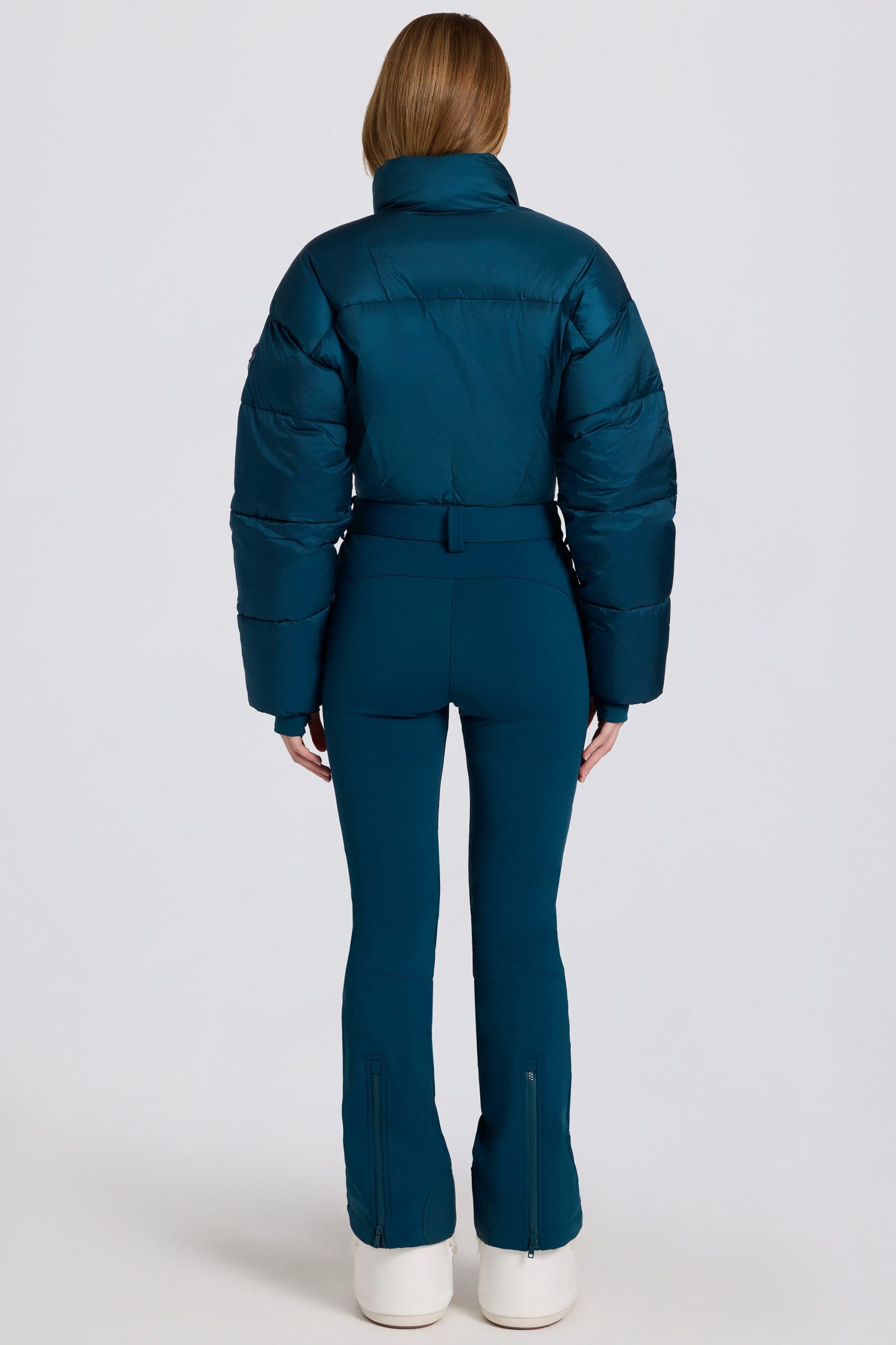 Waterproof Padded Belted Ski Suit in Teal - Image 2