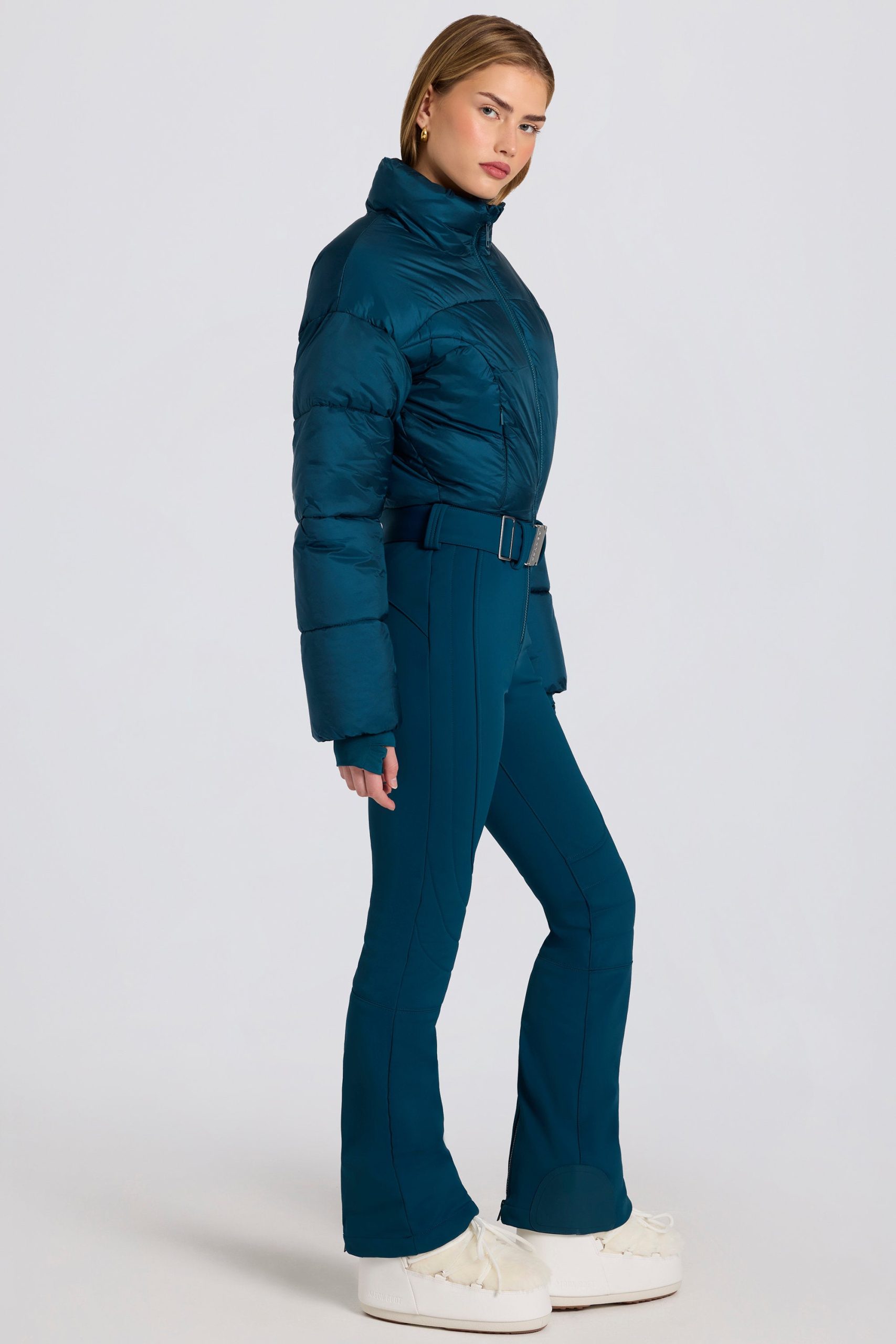 Waterproof Padded Belted Ski Suit in Teal - Image 4