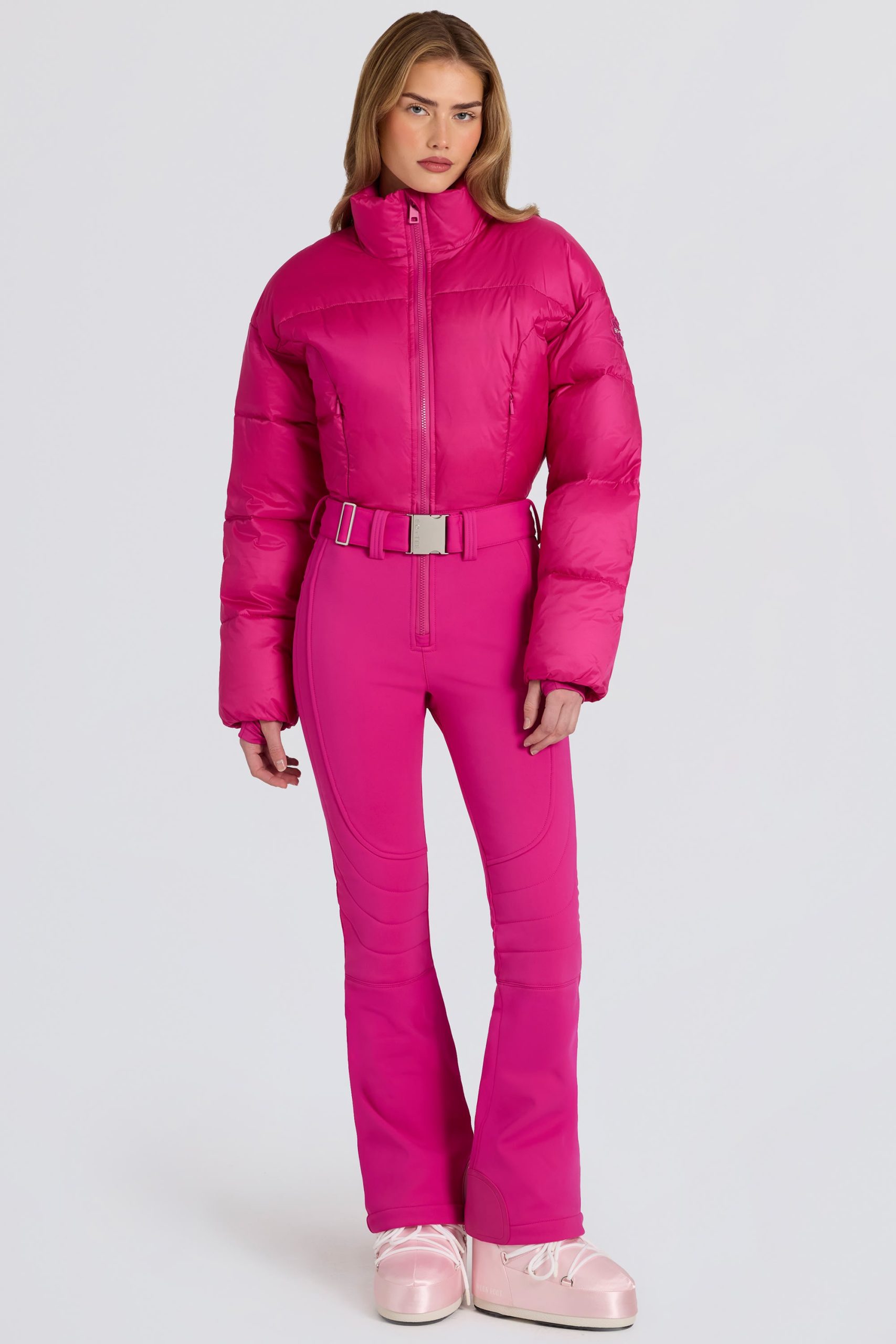Waterproof Padded Belted Ski Suit in Magenta Pink - Image 7
