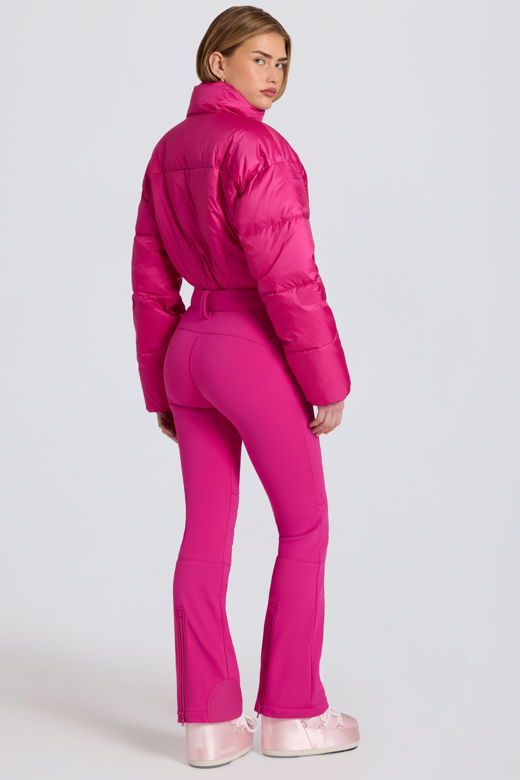Waterproof Padded Belted Ski Suit in Magenta Pink - Image 2