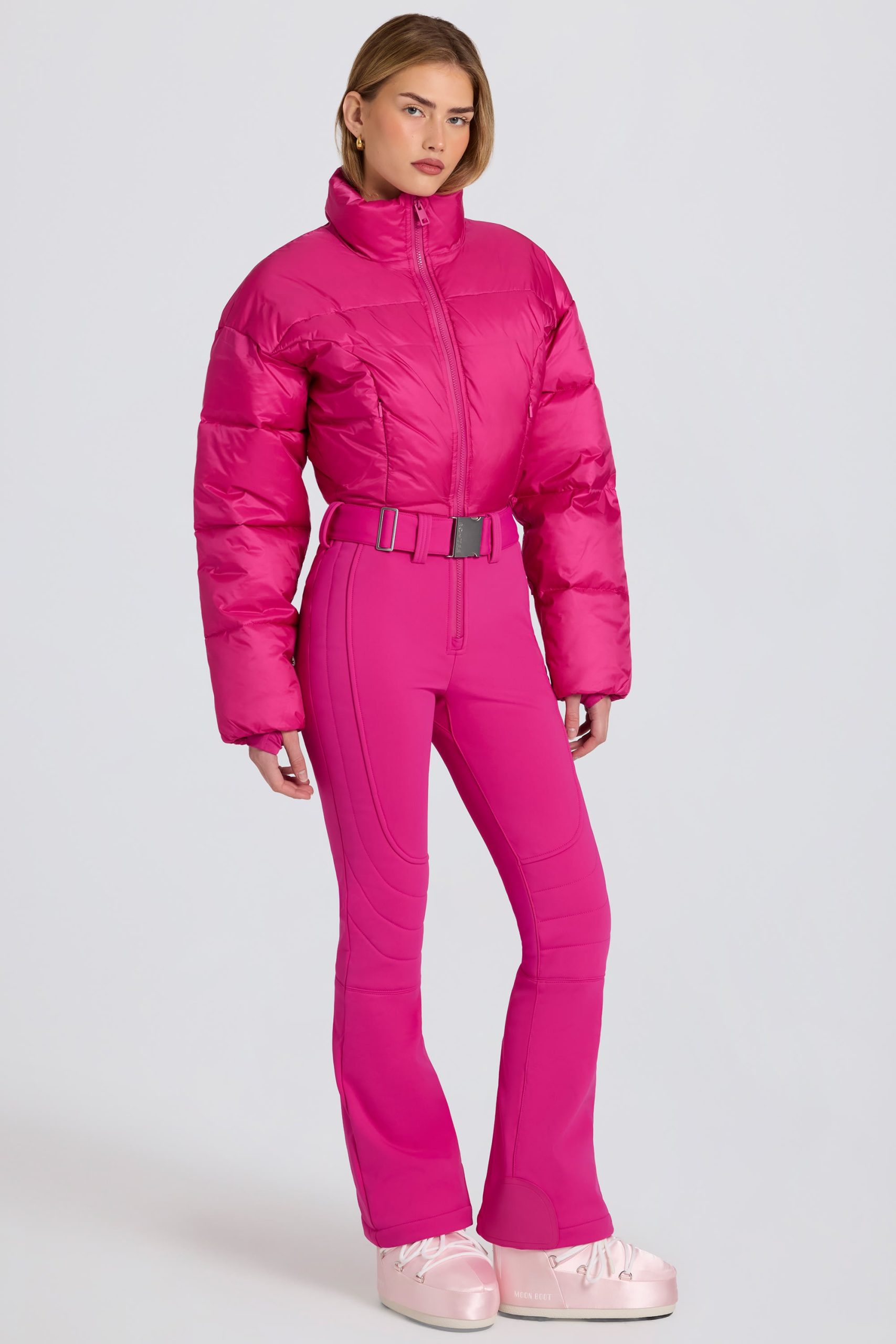 Waterproof Padded Belted Ski Suit in Magenta Pink - Image 8