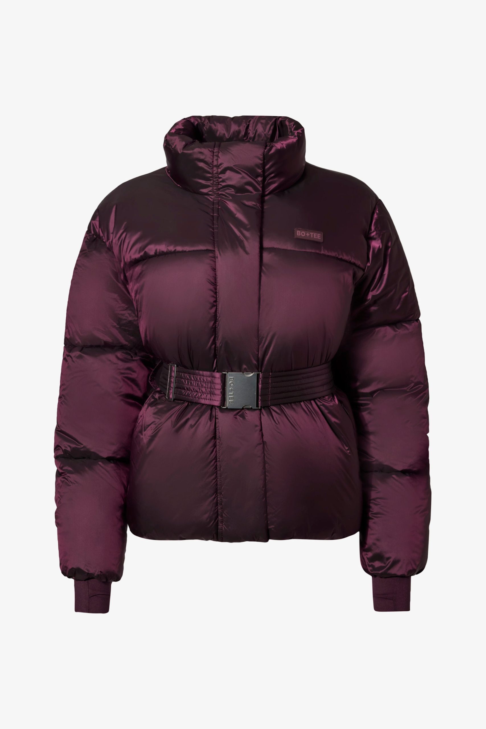 Waterproof Belted Oversized Ski Jacket in Burgundy - Image 3